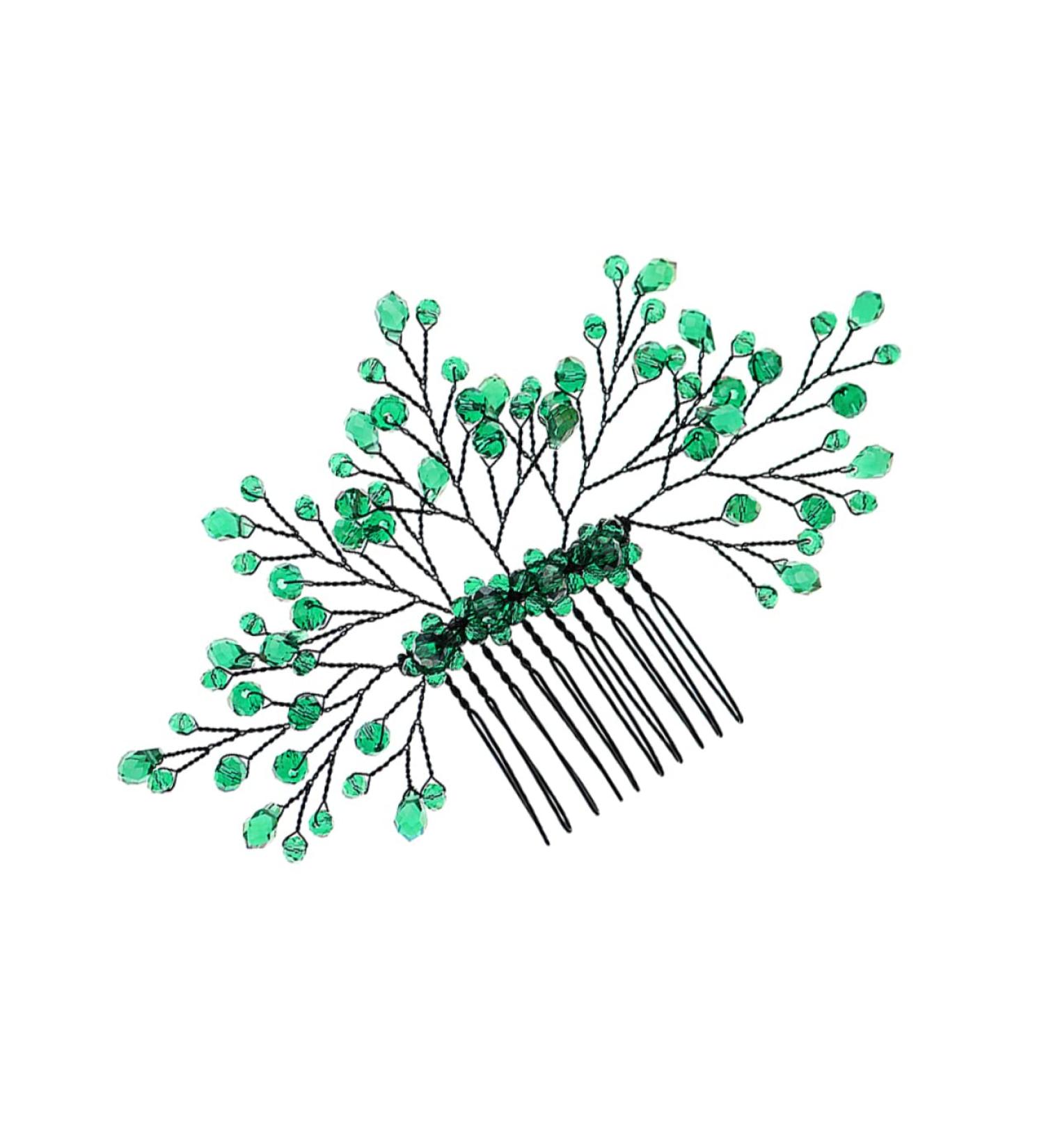 VINTORKY Green Branches and Leaves Hair Comb Crystal Bride Wedding Hair Comb Bride Crystal bridal hair comb rhinestone barrettes crystal leaf hair comb bridesmaid vintage rhinestones Metal - Buy Online on GoSupps.com