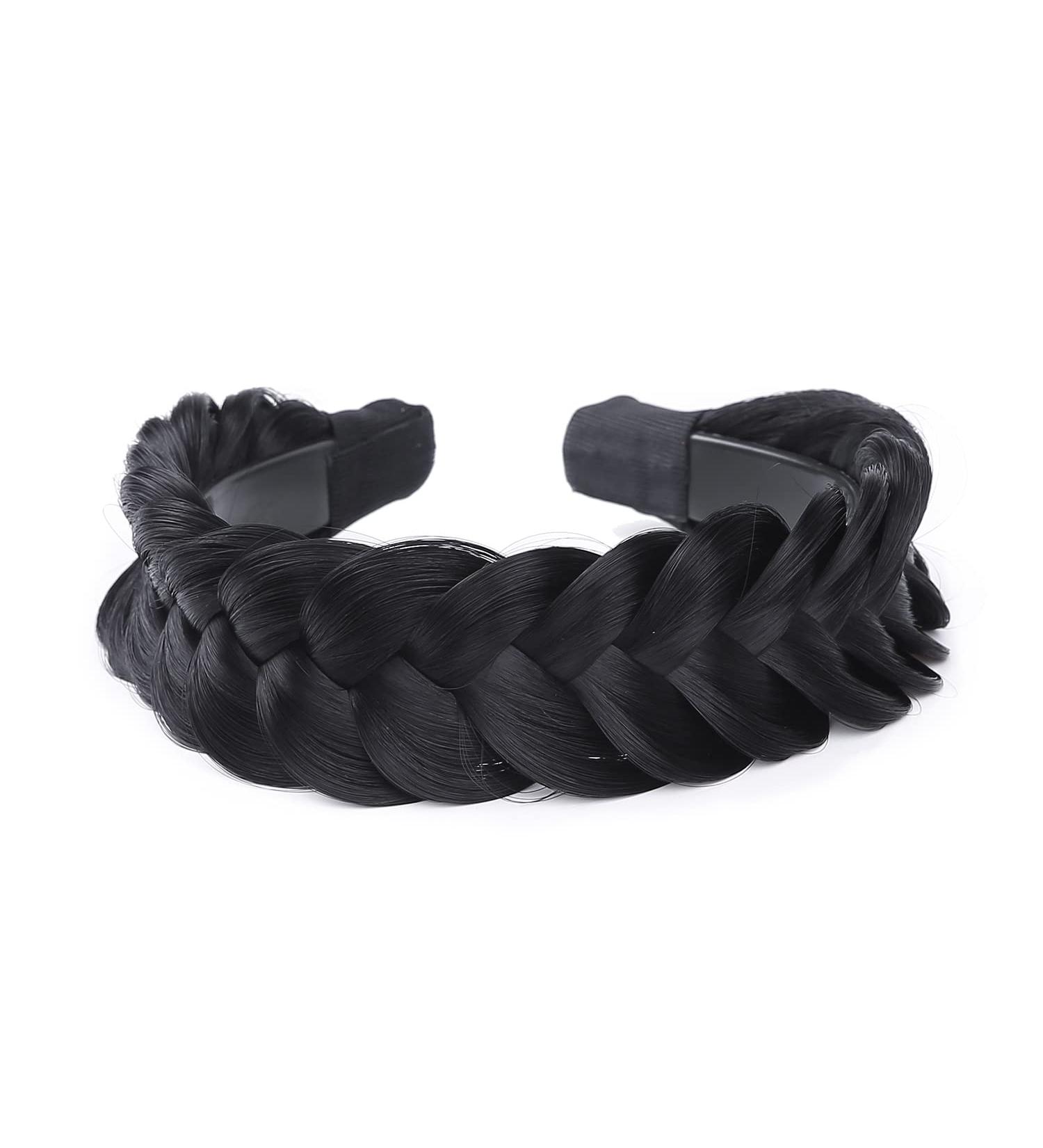 Vowyore Wide Fishtail Braid Headband with Teeth - Classic Chunky Braided Hair Band for Girls and Women - Black - Buy Online on GoSupps.com