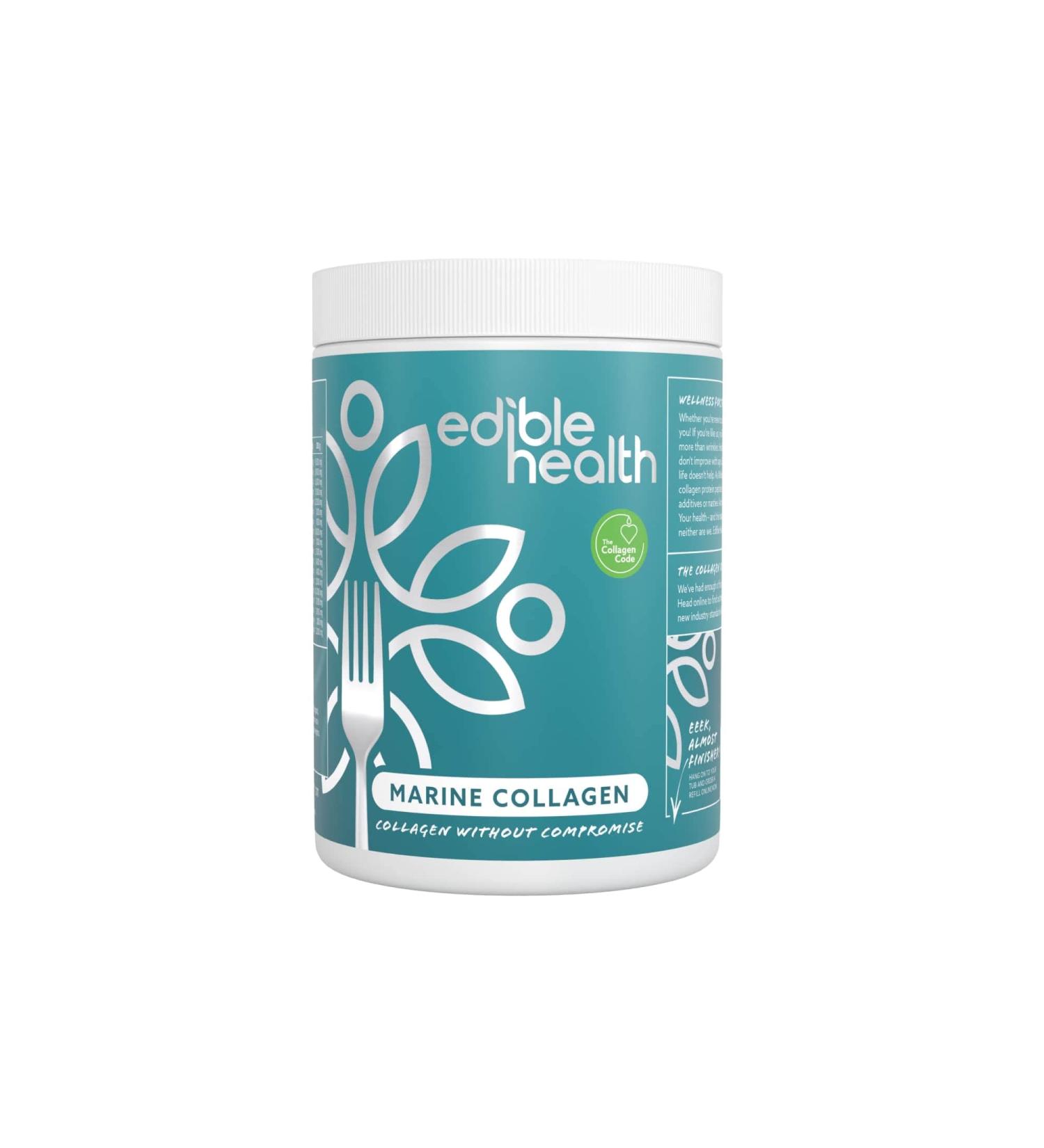 Hydrolysed Marine Collagen Peptides Powder - 400g Tub - High Protein & Carb Free Supplement | Edible Health - 30-Day Supply - Buy Online on GoSupps.com