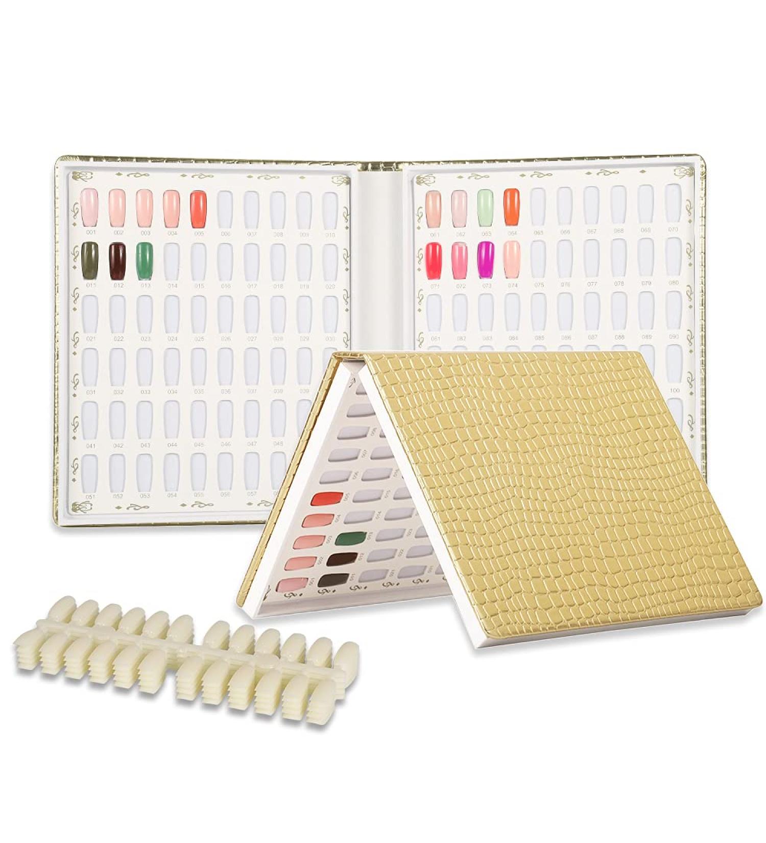 BNG Nail Display Book 120 Color Gel Polish in Gold Leather | Nail Art Salon Design & False Nails Tips Chart - Buy Online on GoSupps.com