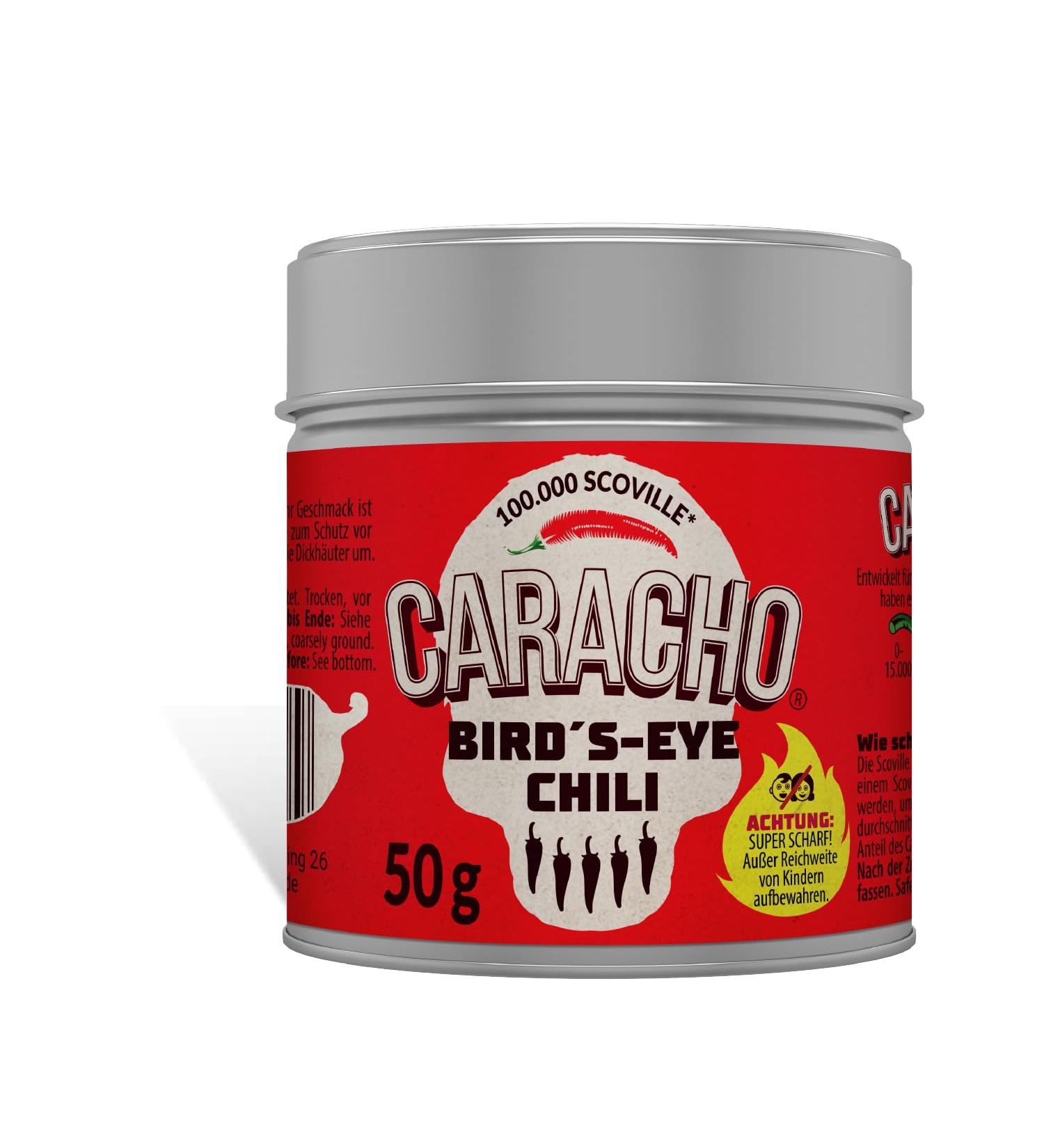 CARACHO 50g Bird Eye Chilli Flakes 100% Extremely Spicy Chilli Powder in Metal Spice Tin Scoville: 100 000 200 000 / Chilli Specialty - Buy Online on GoSupps.com