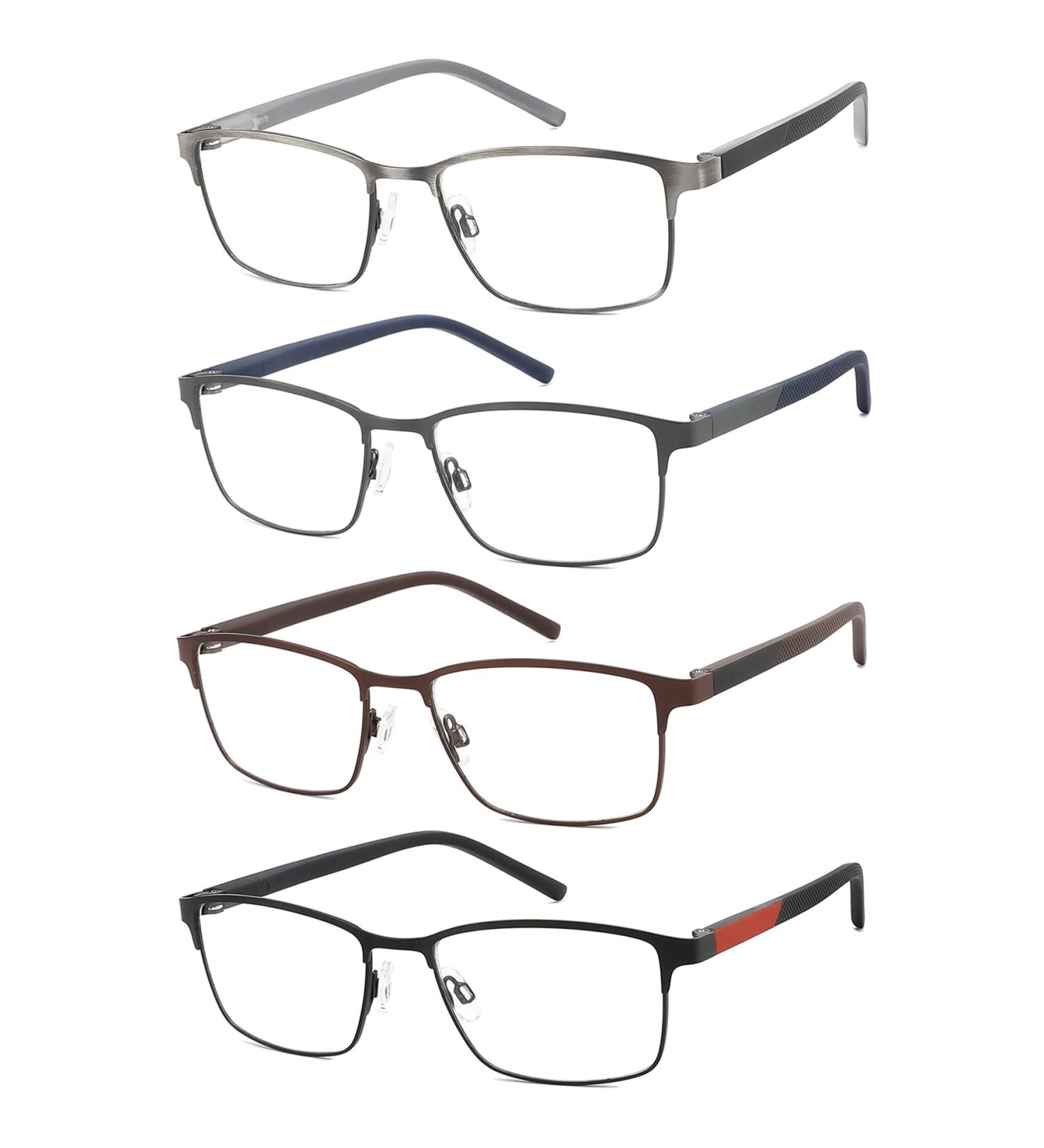 MRBOBMSLEE 4 Pack Reading Glasses for Men - Blue Light Blocker 3.5x Magnification Stylish Black Gun Brown & Grey - Perfect for Computer Use - Buy Online on GoSupps.com