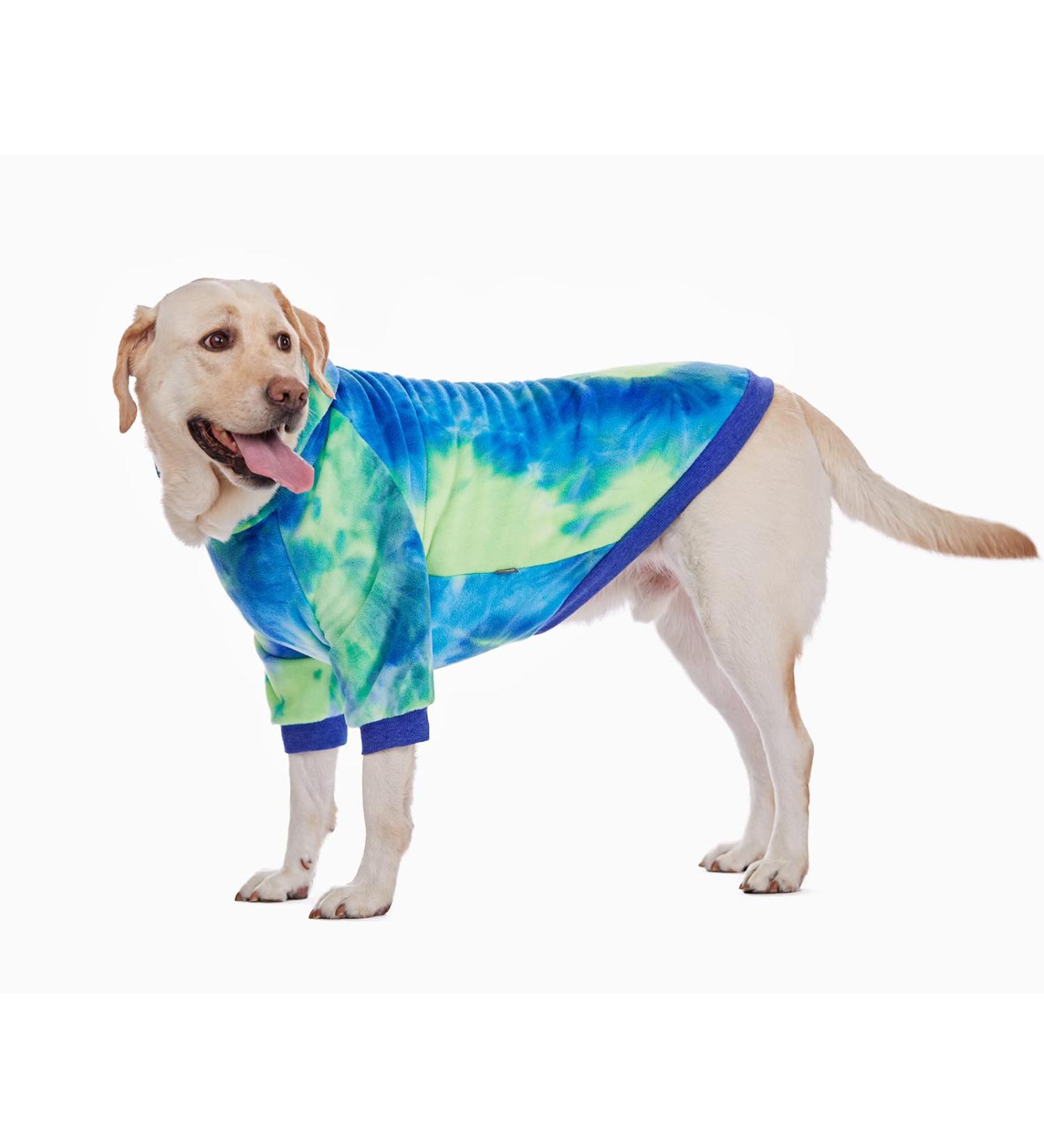BT Bear Dog Hoodie - Tie-dyed Fleece Pet Sweatshirt for Medium Large Dogs (5XL Blue/Green) - Buy Online on GoSupps.com