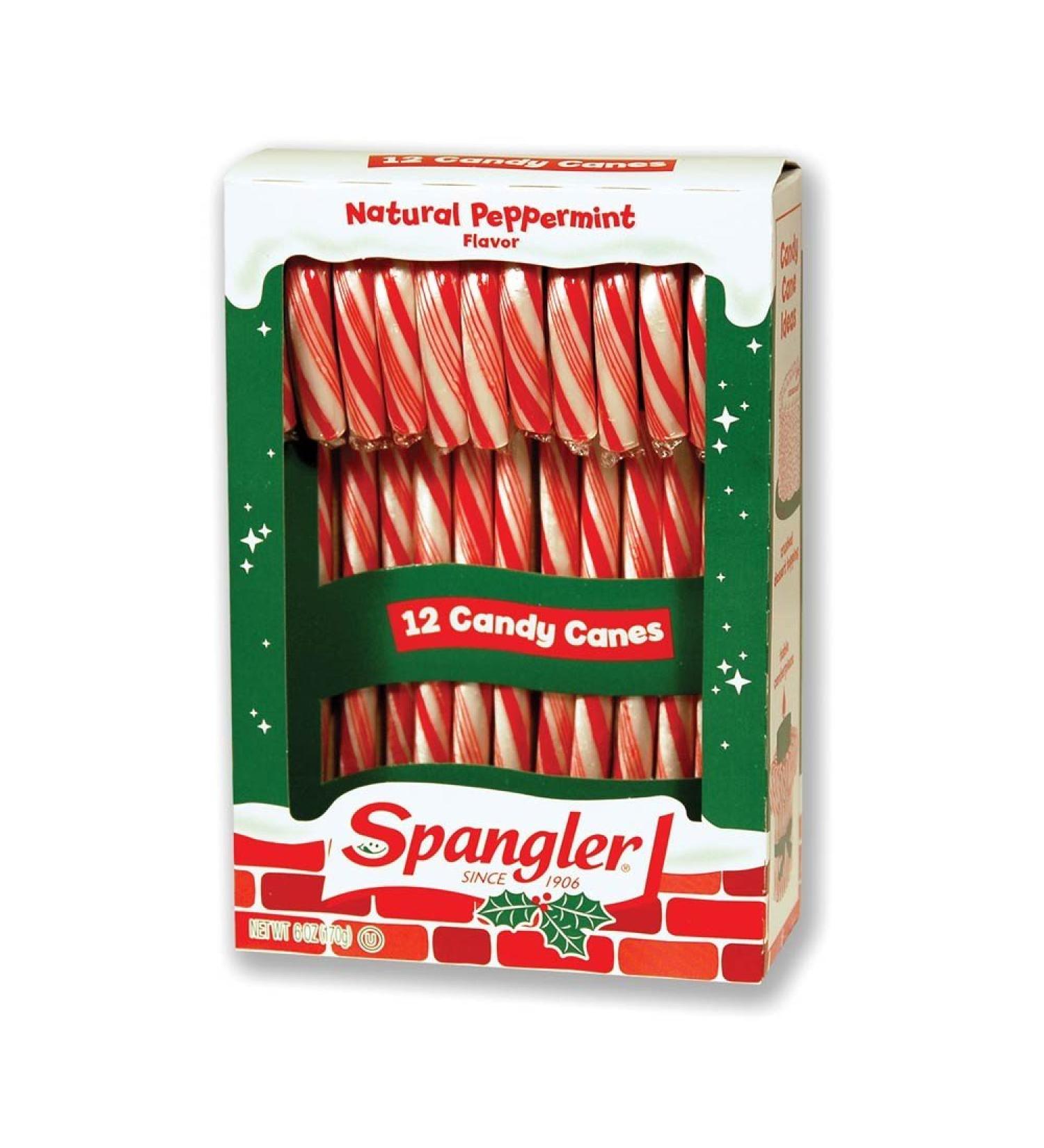 Spangler (1) Box Candy Canes - Peppermint Flavored Red & White Stripes - 12 Individually Wrapped Pieces per Box - Holiday & Christmas Candy - Net Wt. 5.3 oz