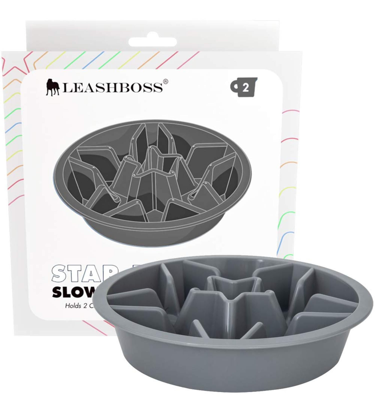 Leashboss Dog Bowl Slow Feeder for Raised Pet Feeders - Maze Food Bowl (Gray, 2 Cup Size) - Buy Online on GoSupps.com