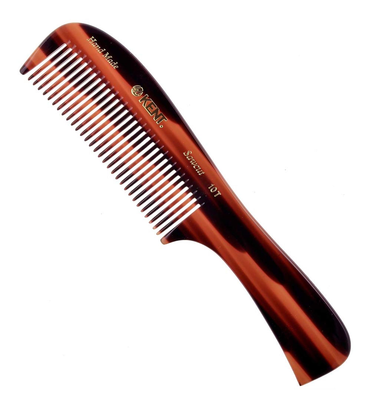 Kent 10T Large Coarse Hair Detangling Comb - Wide Teeth for Long Thick Curly Hair | Handmade in England | Tortoiseshell Finish | Ideal for Wet and Dry Hair - Buy Online on GoSupps.com