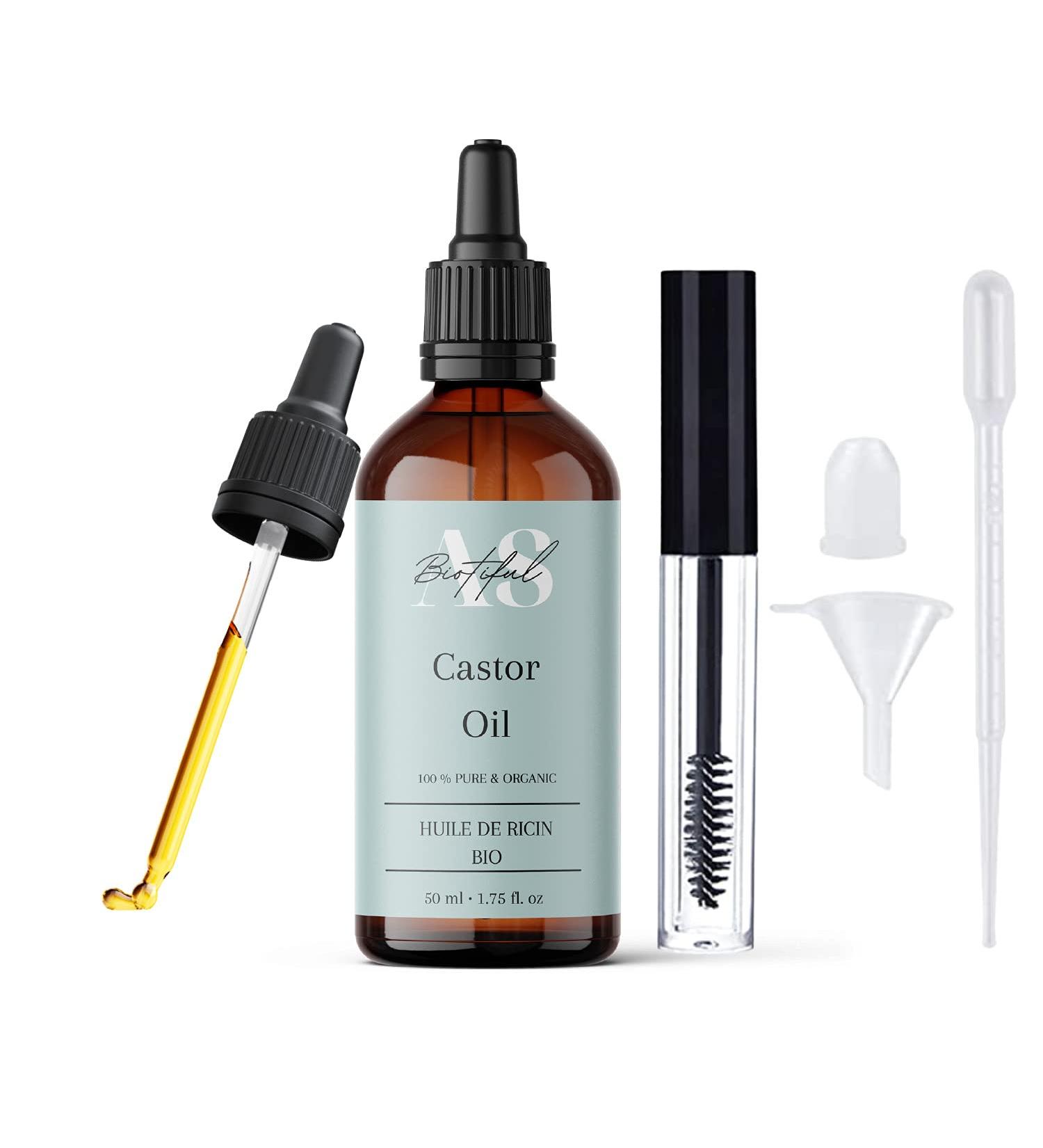 Organic castor oil. Eyelashes eyebrows body hair beard nails dropper. Mascara kit for applying eyelashes eyebrows 10 ml. Ideal oil bath and hair care (50 ml) 50 ml (Lot de 1) - Buy Online on GoSupps.com