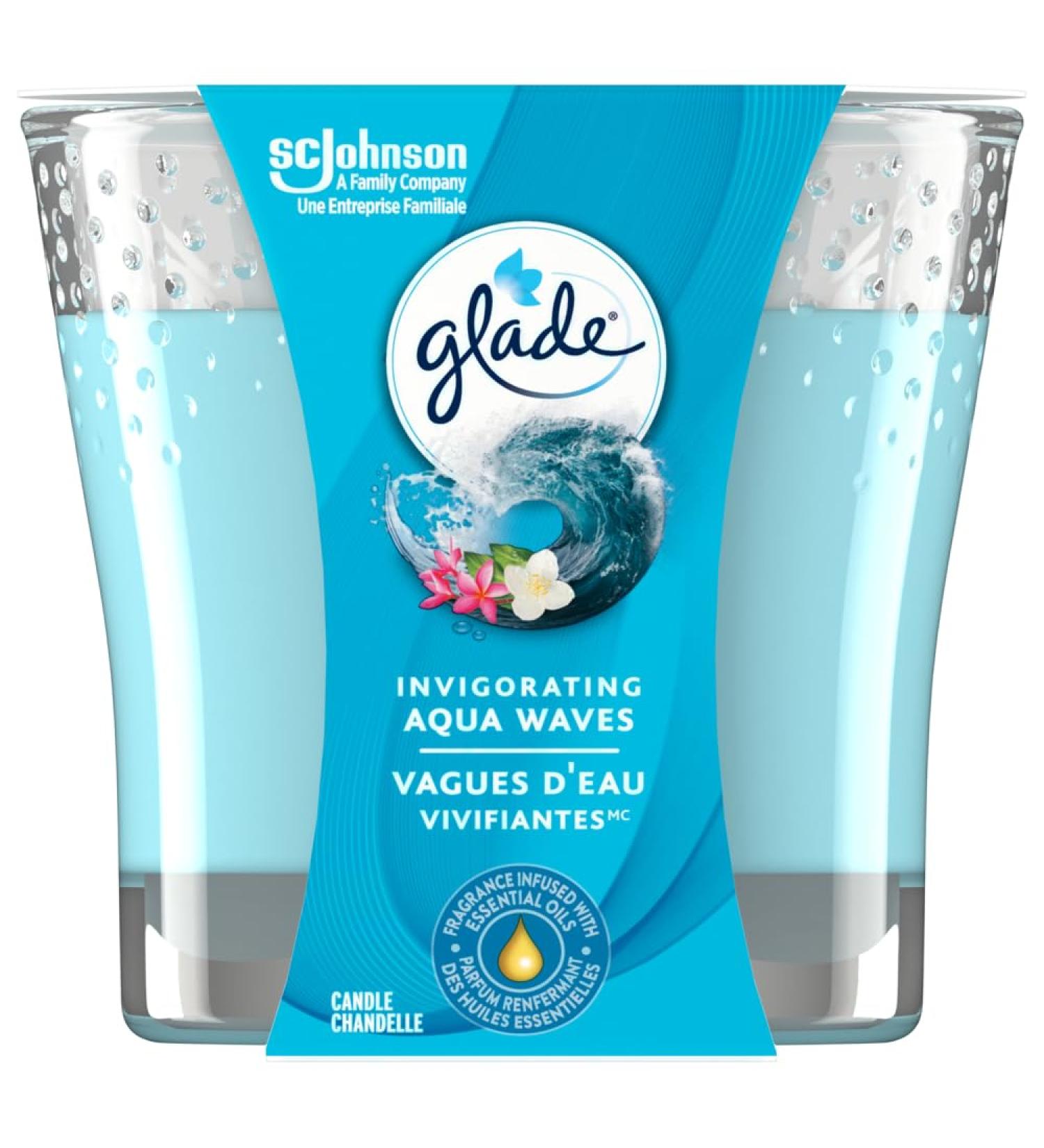 Glade Scented Candle Aqua Waves Air Freshener Infused with Essential Oils 1-Wick Candle 1 Count - Buy Online on GoSupps.com