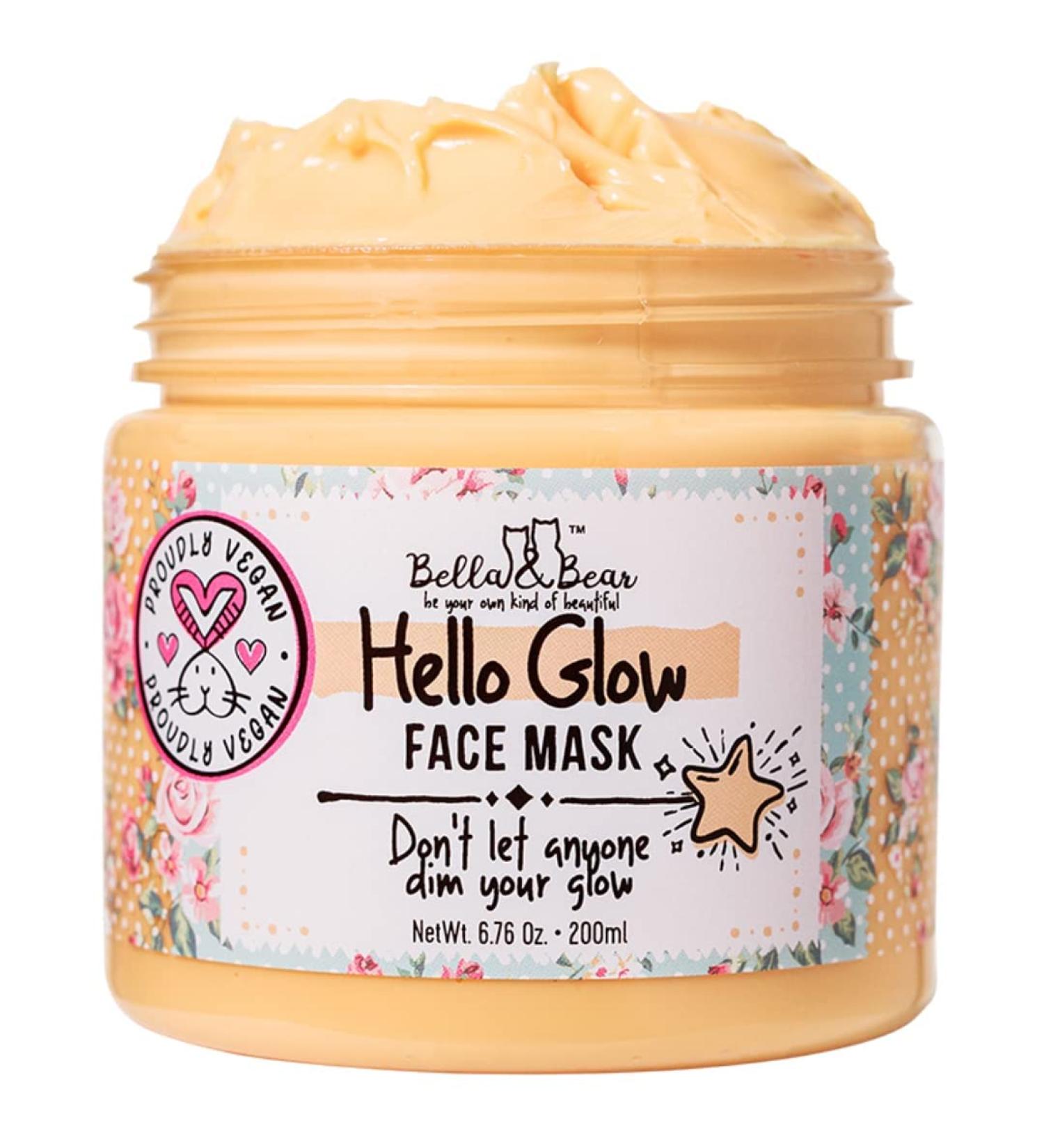 Bella & Bear Hello Glow Face Mask - Vegan Refining & Brightening Formula - 6.7oz - Buy Online on GoSupps.com
