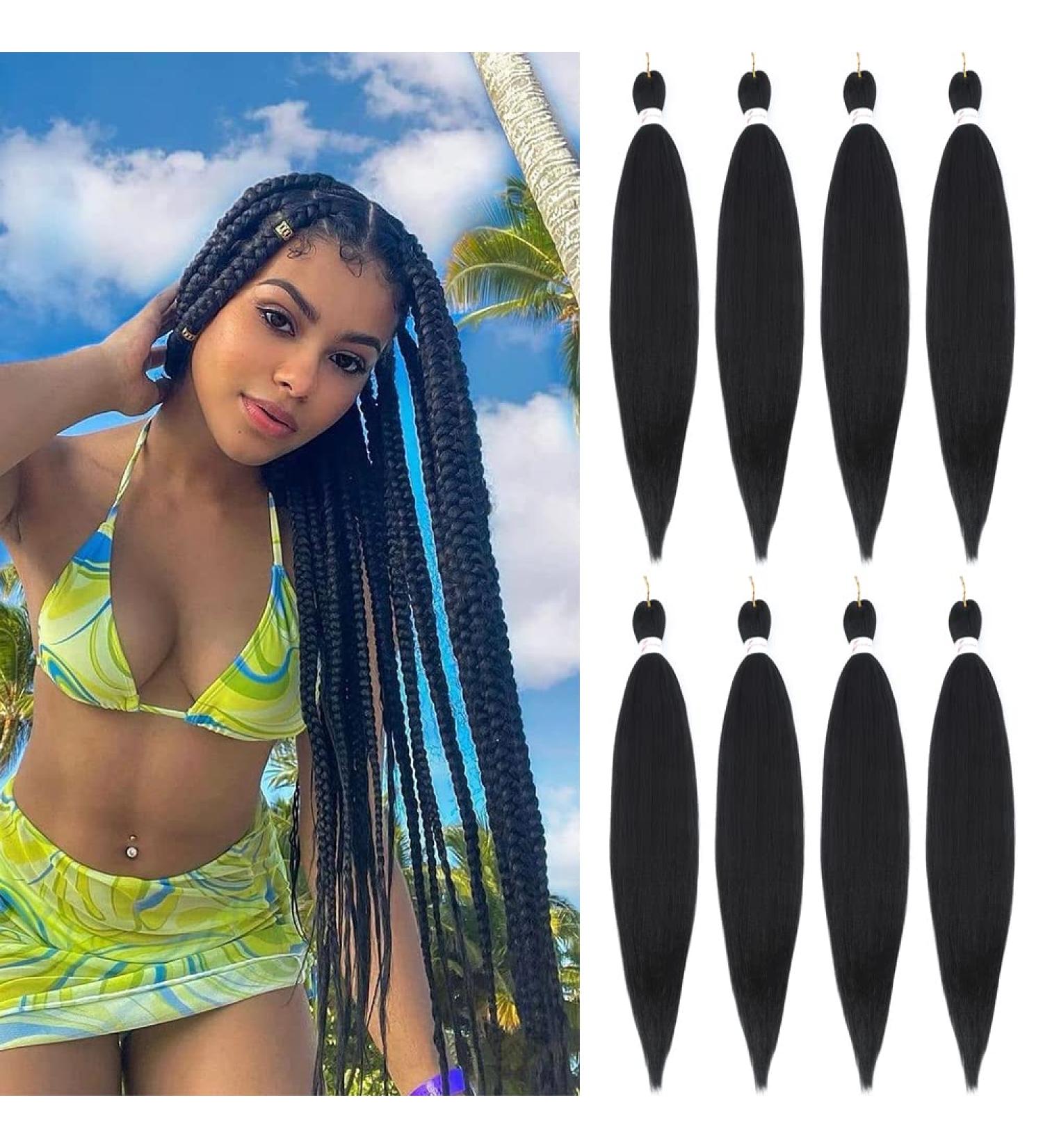 30 Pre-Stretched Braiding Hair Extensions - 8 Pack Premium Yaki Texture, Hot Water Set, 1B Color - 30 Inch - Buy Online on GoSupps.com