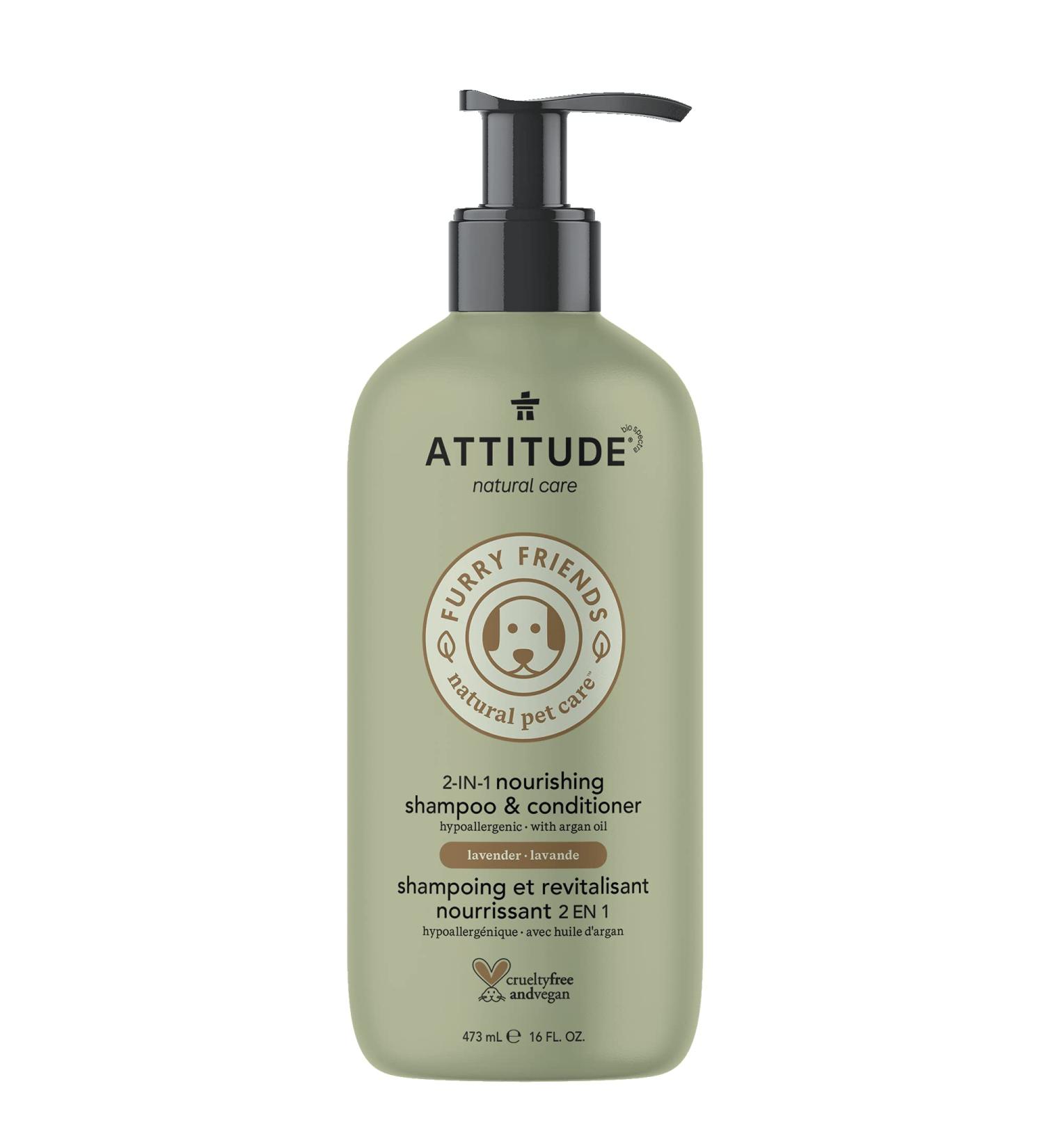 ATTITUDE Furry Friends 2-in-1 Nourishing Shampoo & Conditioner - Lavender - 16 fl oz Natural Pet Care - Buy Online on GoSupps.com