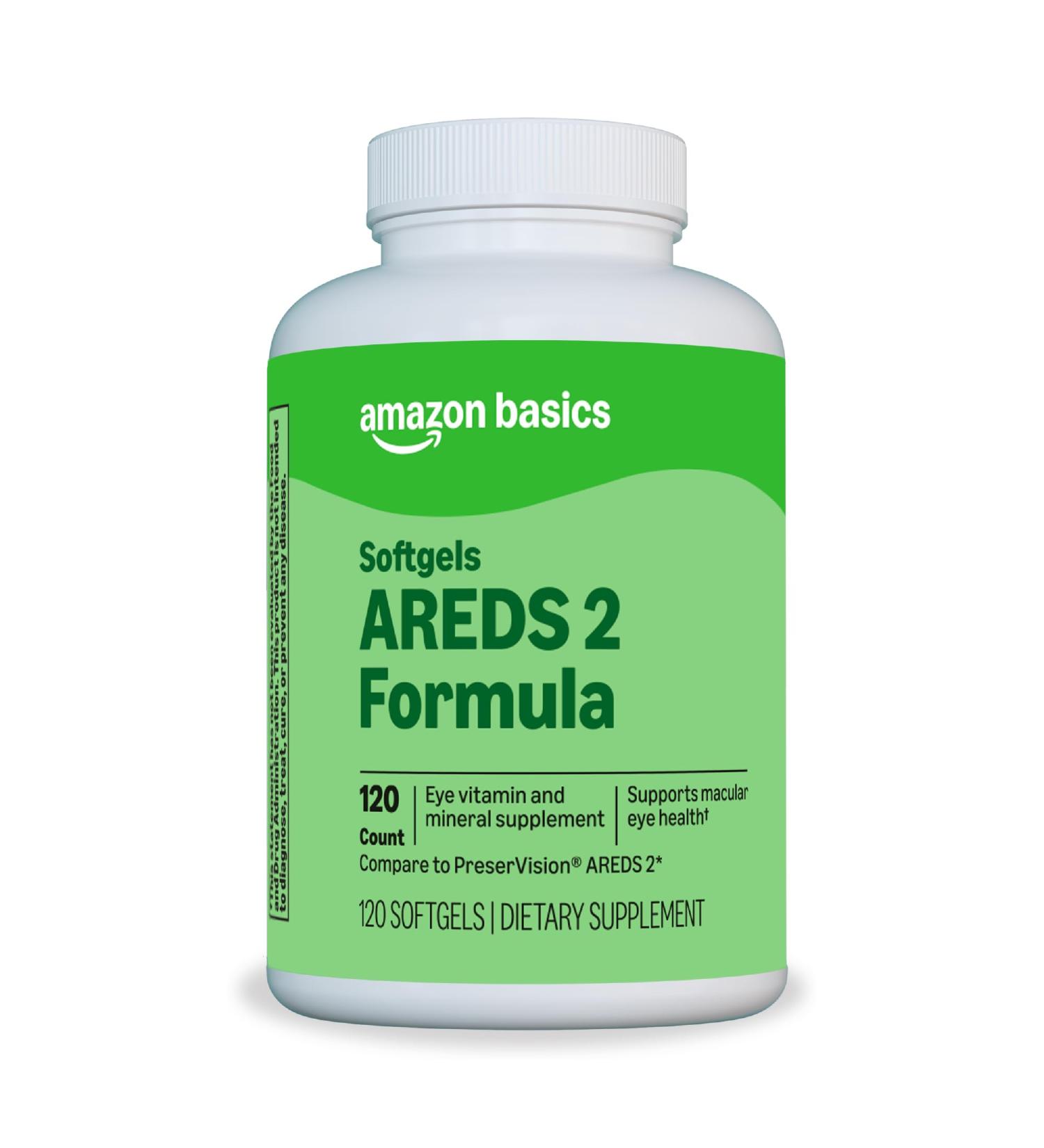 Amazon Basics Eye Vitamin and Mineral Supplement AREDS 2 Formula with Lutein & Zeaxanthin 120 Softgels - Buy Online on GoSupps.com