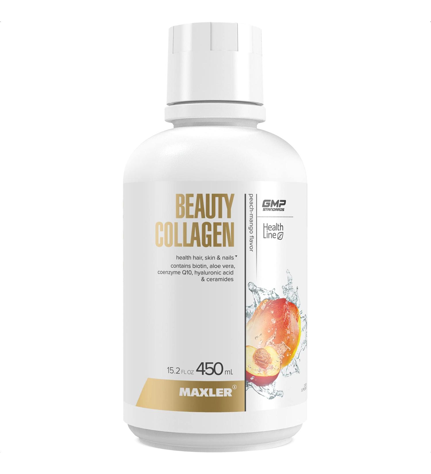 Maxler Beauty Collagen - Hair Nails Skin Revitalization Liquid Collagen Hydrolysate & Biotin Supplements - Liquid Biotin and Collagen Drink with Aloe Vera Elderberry - Peach-Mango 15.2 fl Oz - Buy Online on GoSupps.com