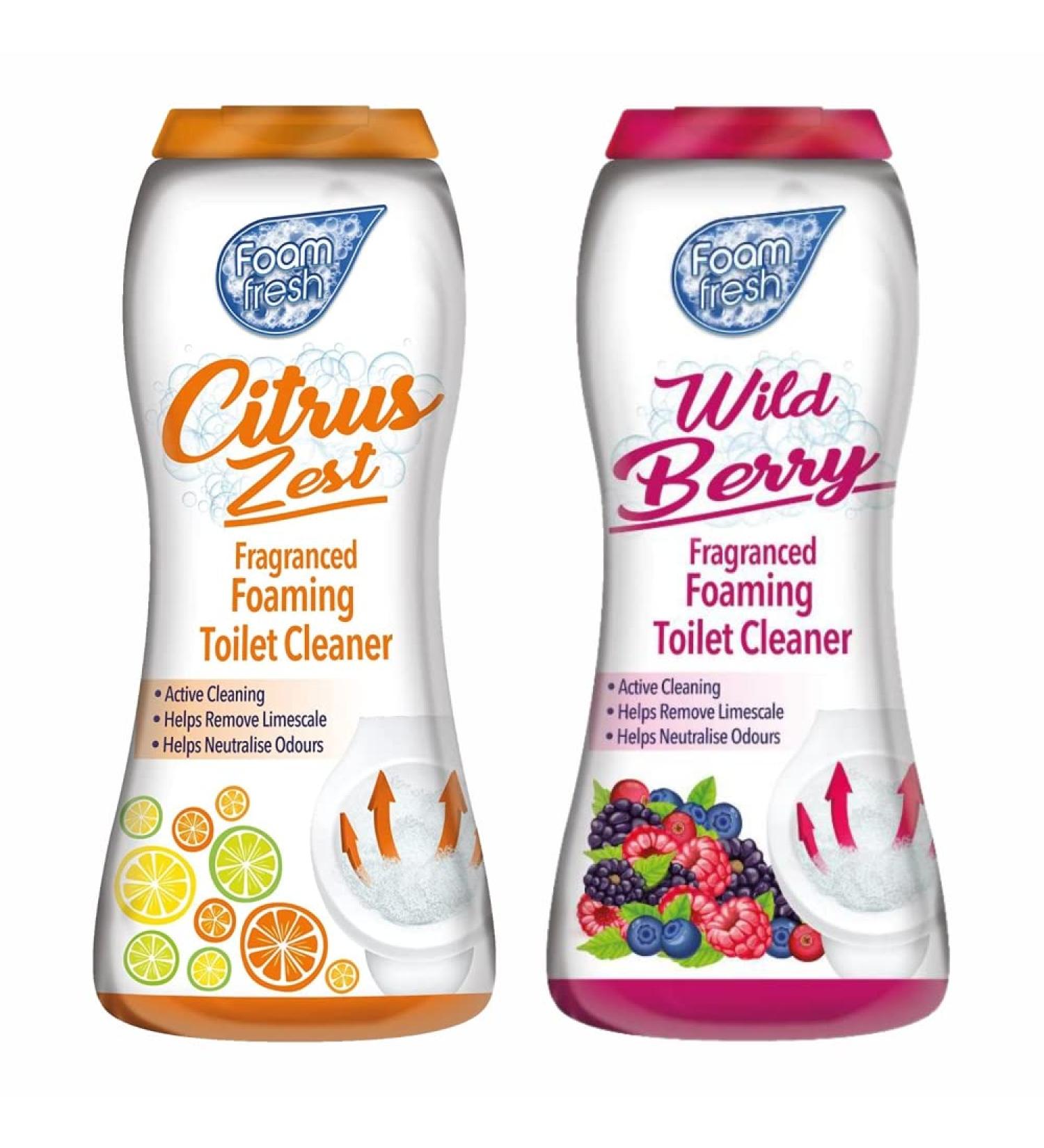 Set of Wild Berry + Citrus Zest Foaming Toilet Cleaner Amazing Fragrance Deep Cleaning Action Powder Cleaning Foam and Extra Freshness Toilet Cleaner (370g) - Buy Online on GoSupps.com