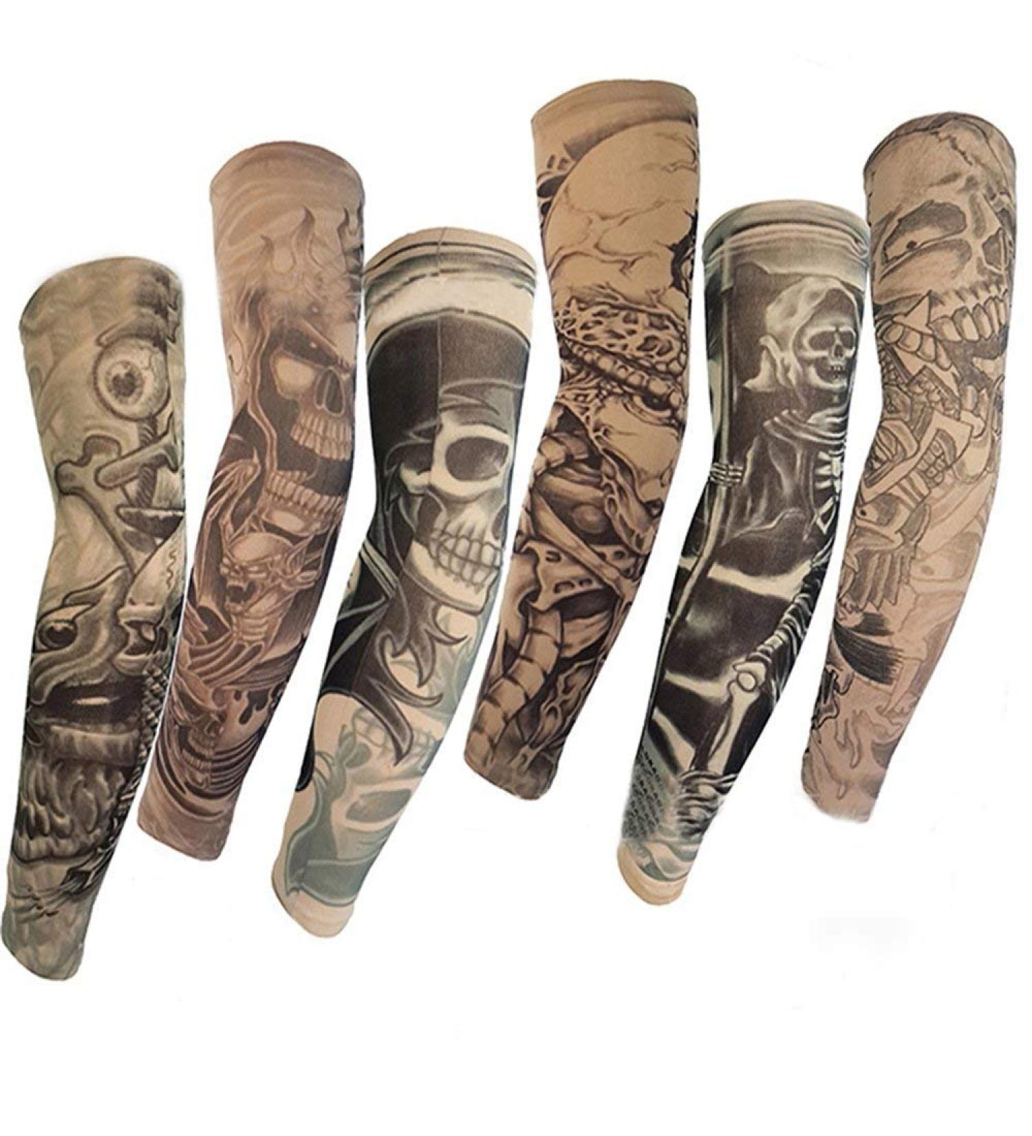 Pinkiou Temporary Tattoo Arm Sleeves - Set of 6 Fake Tattoo Sleeves for Men/Women, Sun Protective Cover and Body Art Accessories (L) - Buy Online on GoSupps.com