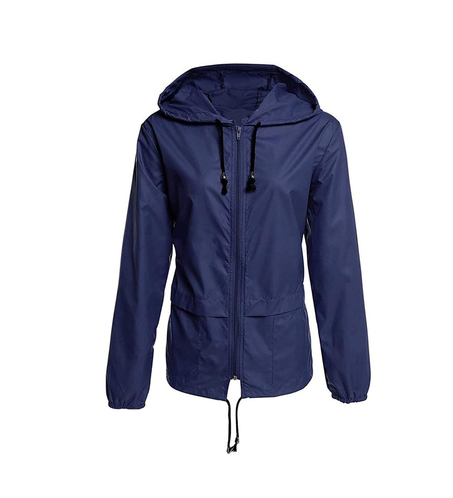 Ronony Womens Lightweight Hooded Rain Jacket - Windbreaker & Functional Softshell Outdoor Coat - Marine Blue - Buy Online on GoSupps.com