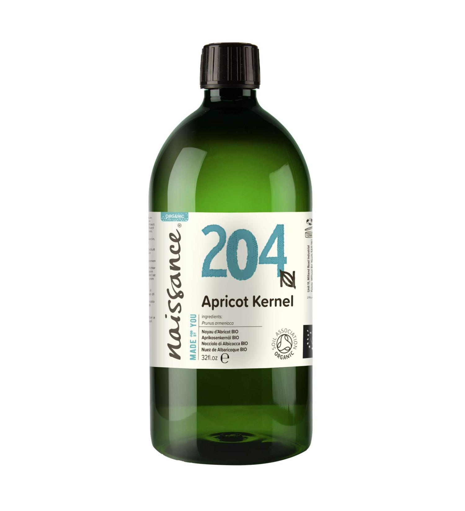 Naissance Organic Apricot Kernel Oil 32 fl oz - Cold Pressed, Vegan, Hexane Free - Ideal Massage Base Oil for Hair & Skin - Buy Online on GoSupps.com