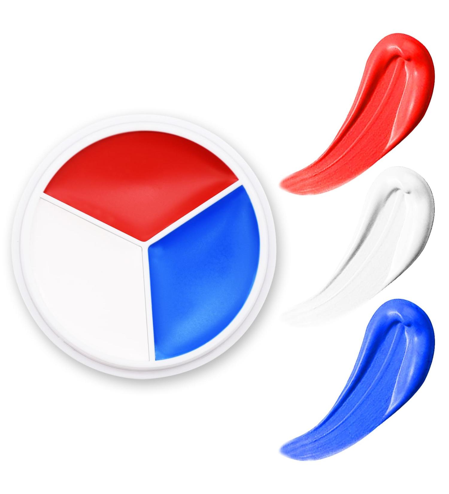 Red White Blue Face Body Paint - USA Flag Makeup Palette for 4th of July Independence Day & Patriotic Events - Buy Online on GoSupps.com