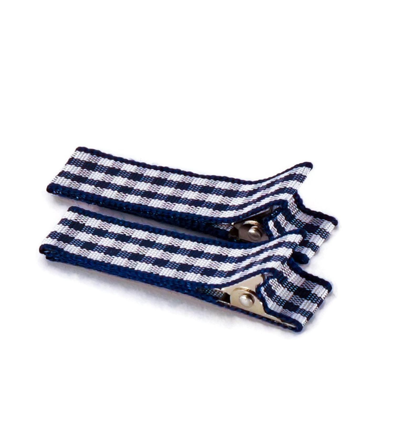 Anton & Sophie 1 pair of high -quality hair clips dark blue checkered - covered with fabric - no ciepers - many variations - Made in Gemany
