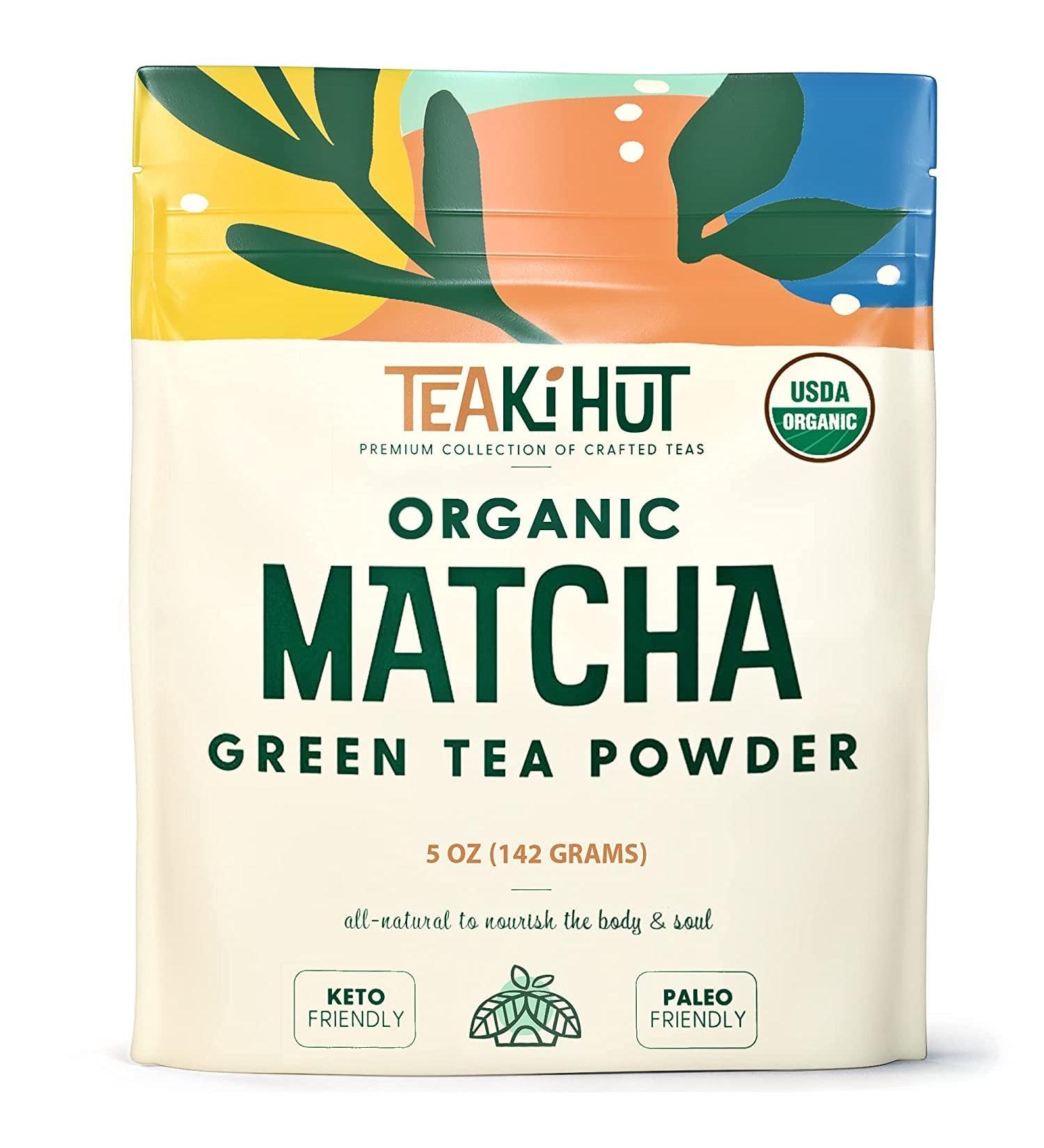 Teaki Hut Organic Matcha Green Tea Powder 5oz - USDA Organic, 100% Pure, Unsweetened & Delicious - Ideal for Smoothies & Lattes - 141 Servings - 5 Ounce Pack - Buy Online on GoSupps.com