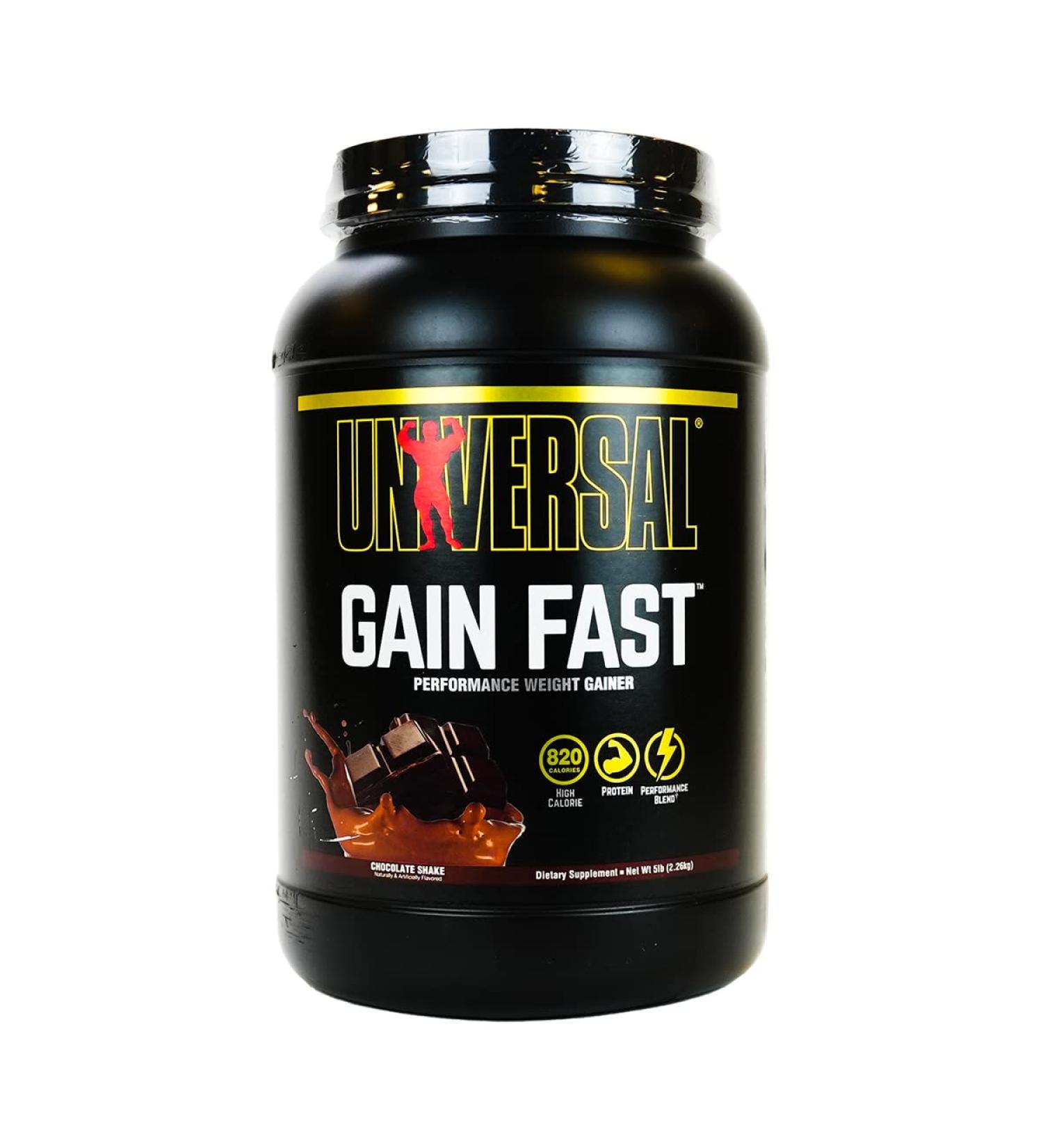 Universal Nutrition Gain Fast Chocolate - 2.3kg Mass Gainer & Whey Protein for Muscle Building Creatine Monohydrate & Essential Fatty Acids - Best Weight Gainer for Maximum Result - Buy Online on GoSupps.com