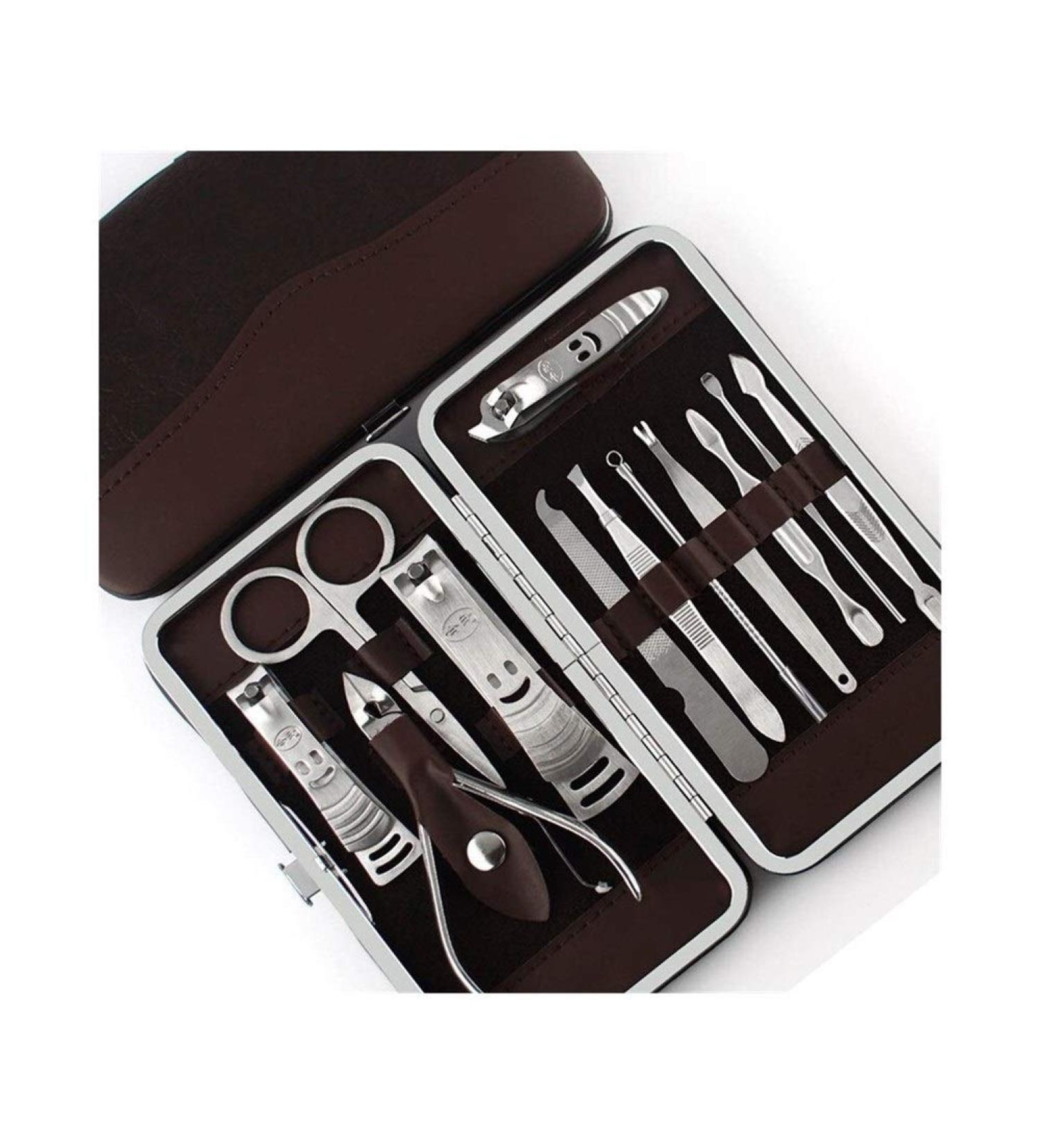 PSGS 12 Pcs Stainless Steel Nail Clipper Cutter Trimmer Ear Pick Grooming Kit Manicure Pedicure Toe Nail Tools Set with Case - Buy Online on GoSupps.com