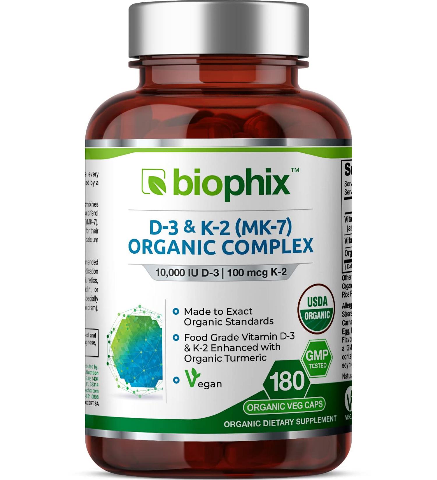 Biophix Vitamin D3 K2 Turmeric 180 Vcaps - Organic High-Potency Formula for Strong Bones & Immune Support - Buy Online on GoSupps.com