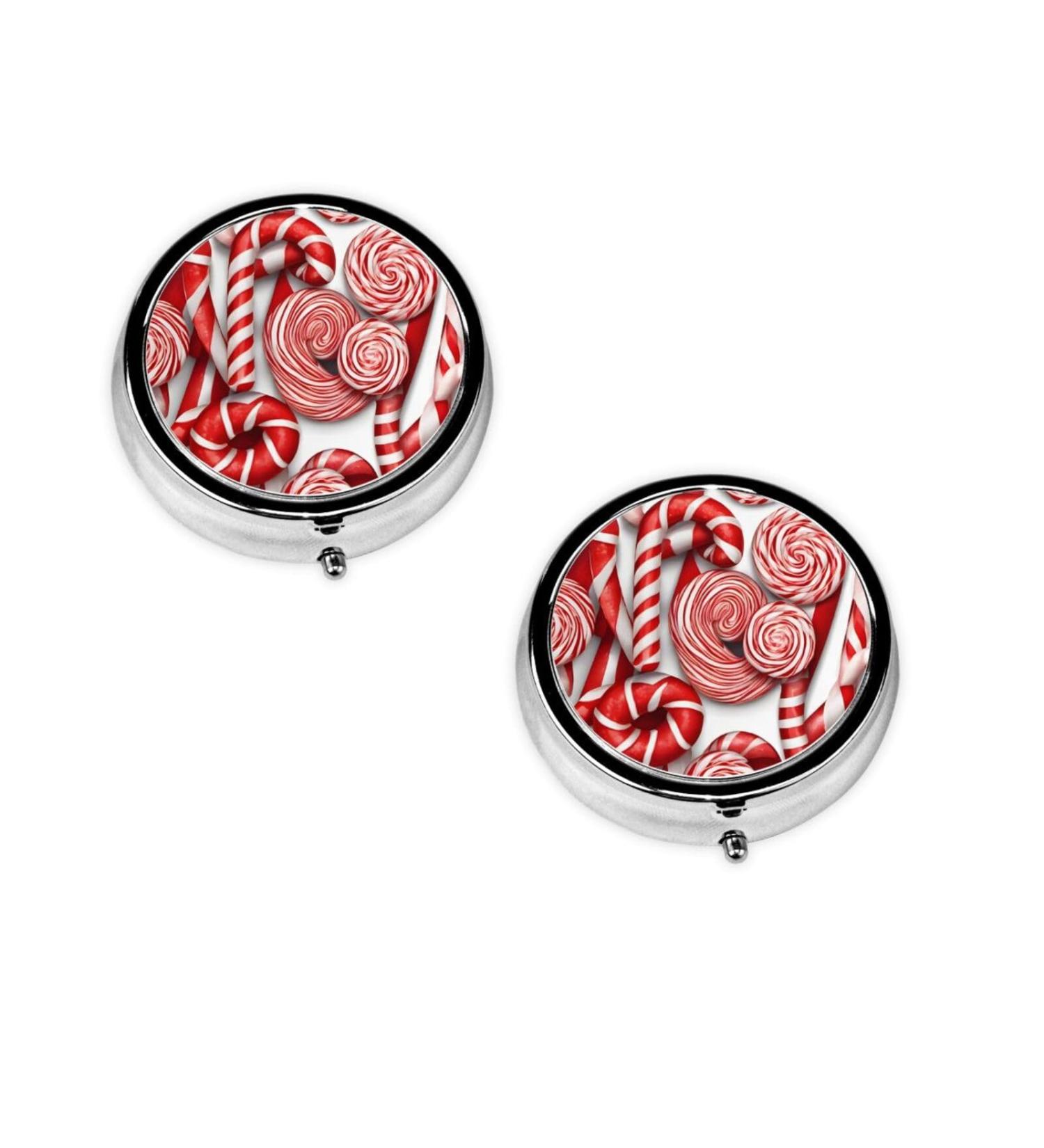 Buy Decorative Round Pill Box - 3 Compartment Travel Organizer for Candy Canes & Vitamins | Portable Mini Medicine Case - Buy Online on GoSupps.com