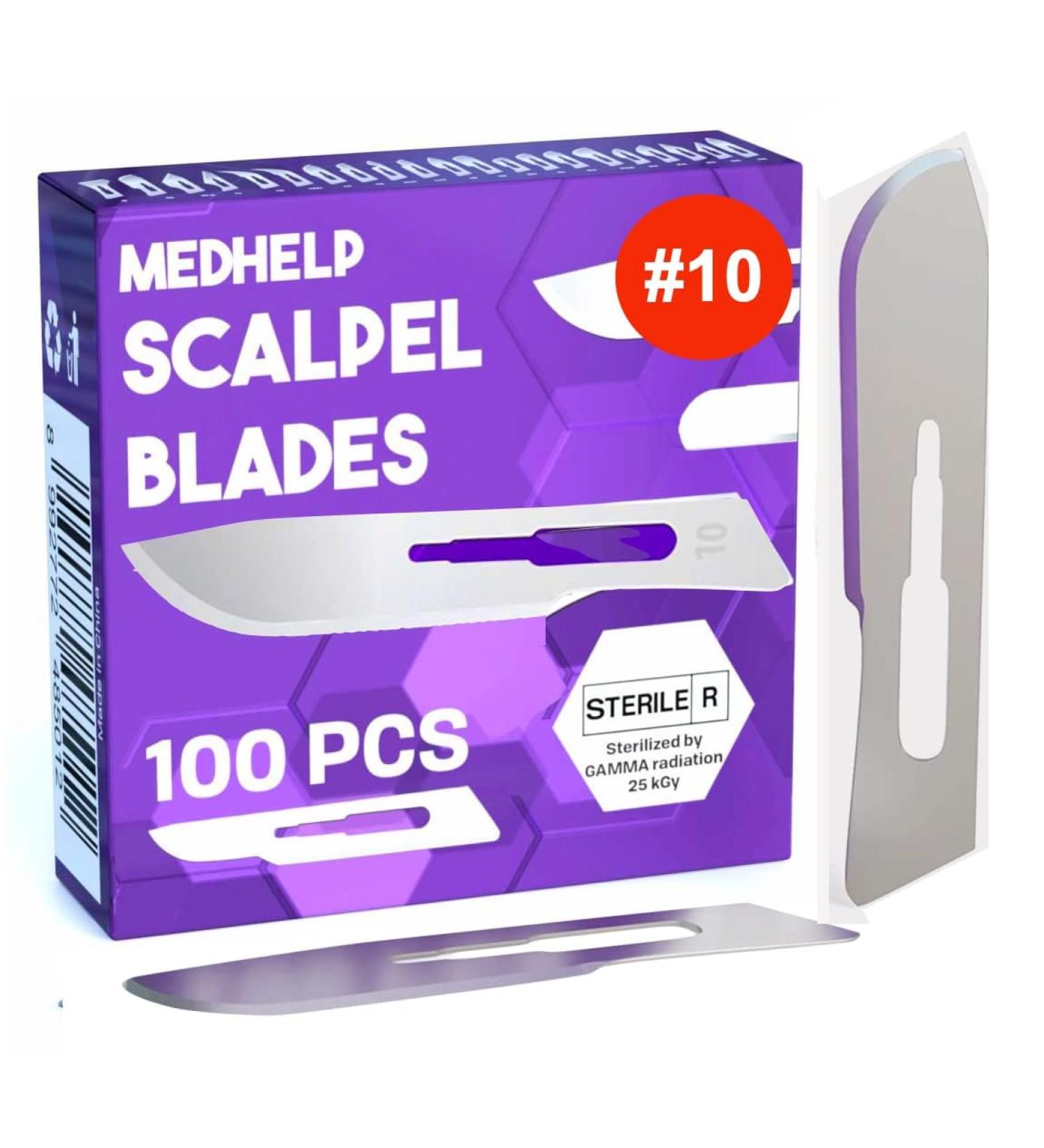 Buy Disposable Scalpel Blades #10 - Pack of 100 | High Carbon Steel Sterile Surgical Blades for Dermaplaning - Buy Online on GoSupps.com