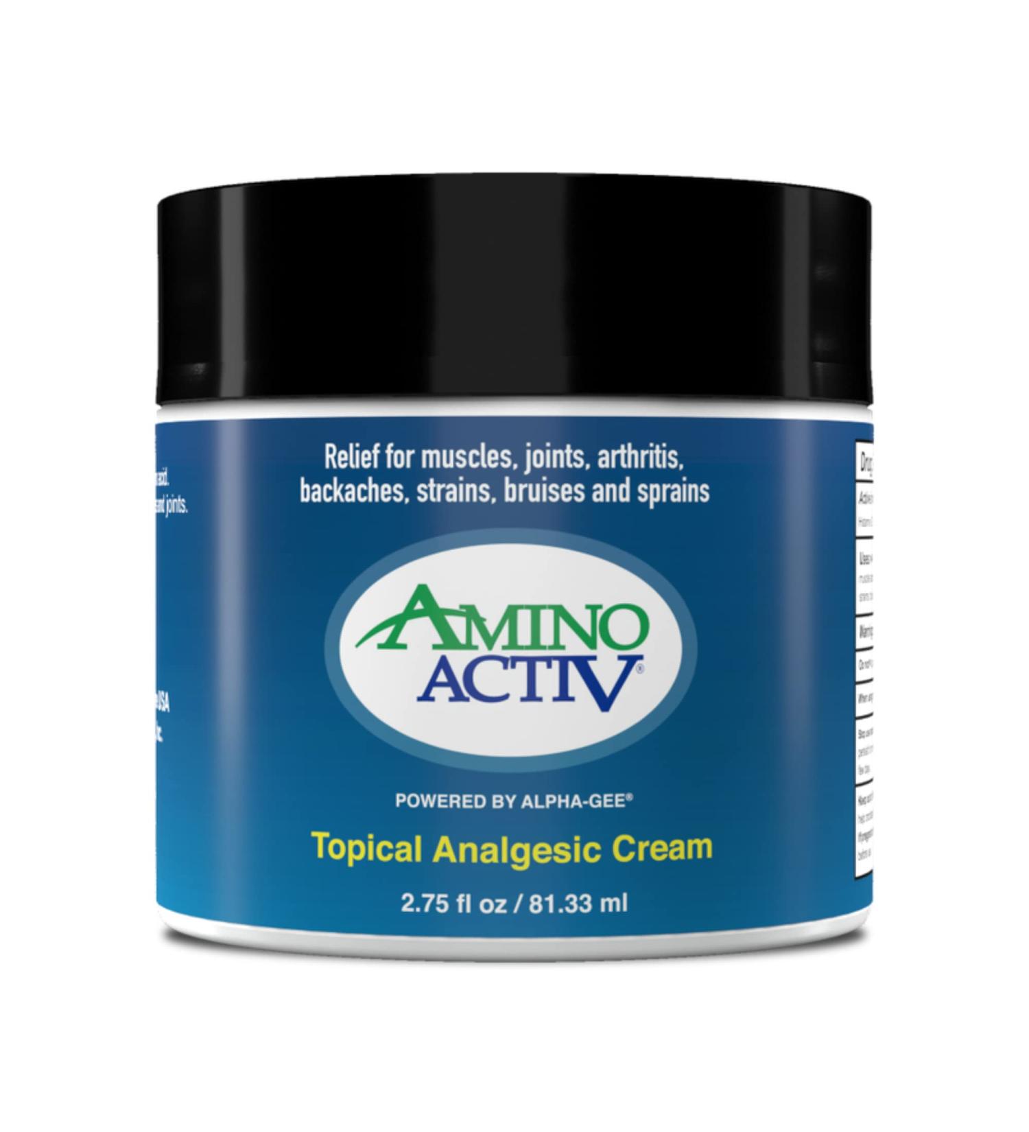 Amino Activ Topical Cream: Pain Relief for Muscles & Joints | 2.75fl oz with Histamine DHCl & Alpha-GEE - Buy Online on GoSupps.com