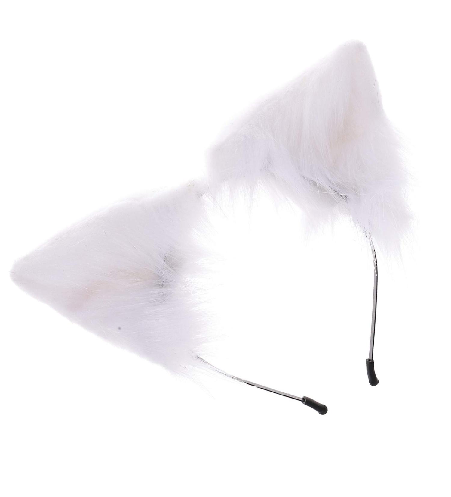 Lurrose Cat Fox Faux Fur Ears Headband Fluffy Animal Ears Headband Fox Ear Hairband Party Masquerade Headdress for Women White - Buy Online on GoSupps.com