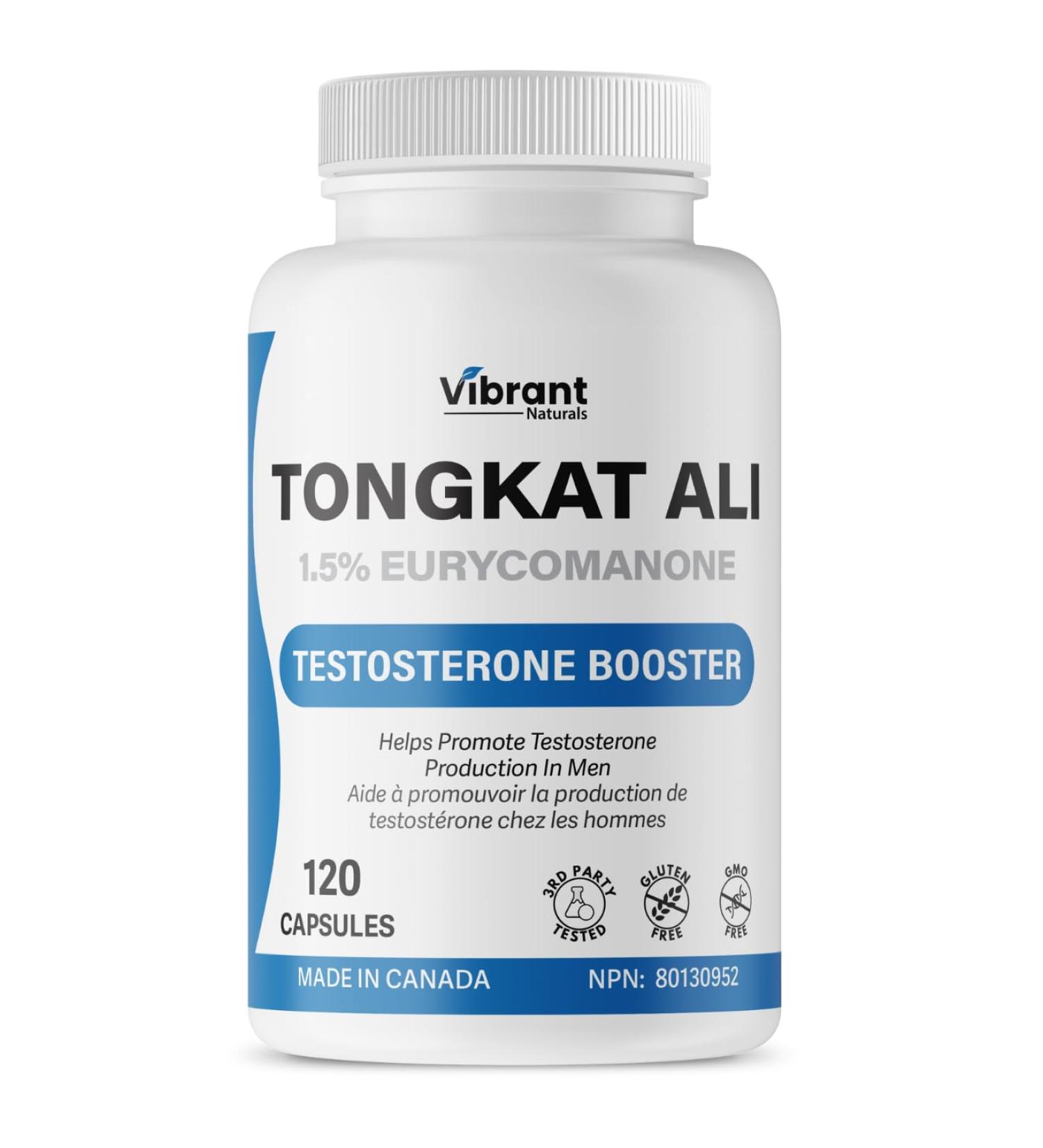 Tongkat Ali 1.5% Eurycomanone Testosterone Booster 200mg Longjack Standardized to Eurycomanone that Helps Promote Testosterone Production Third Party Tested Made In Canada 120 Capsules - Buy Online on GoSupps.com