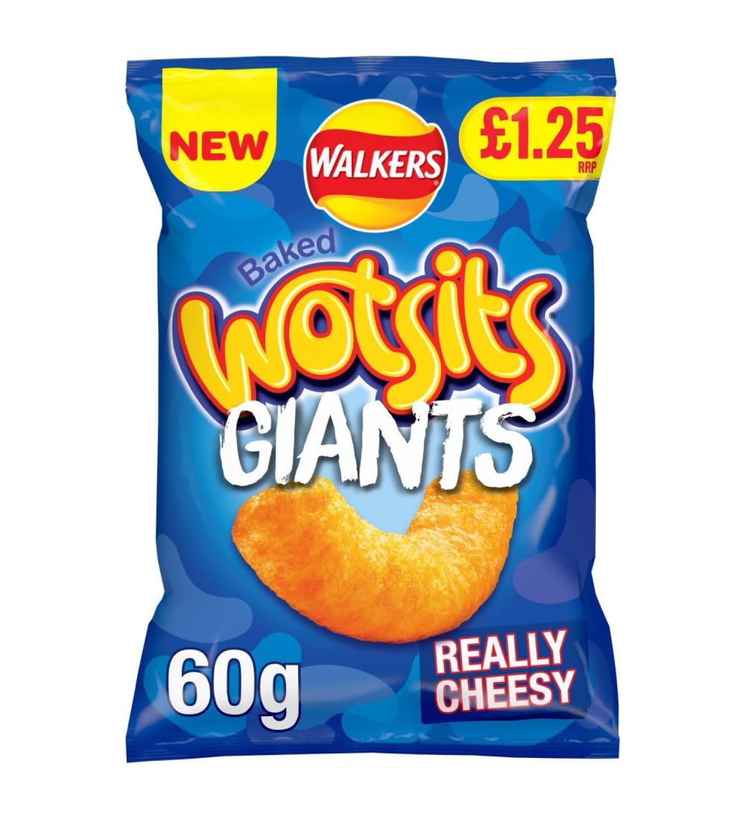 Walkers Wotsits Giants Really Cheesy Vegetarian Baked Snacks 15 x 60g PMP - Buy Online on GoSupps.com