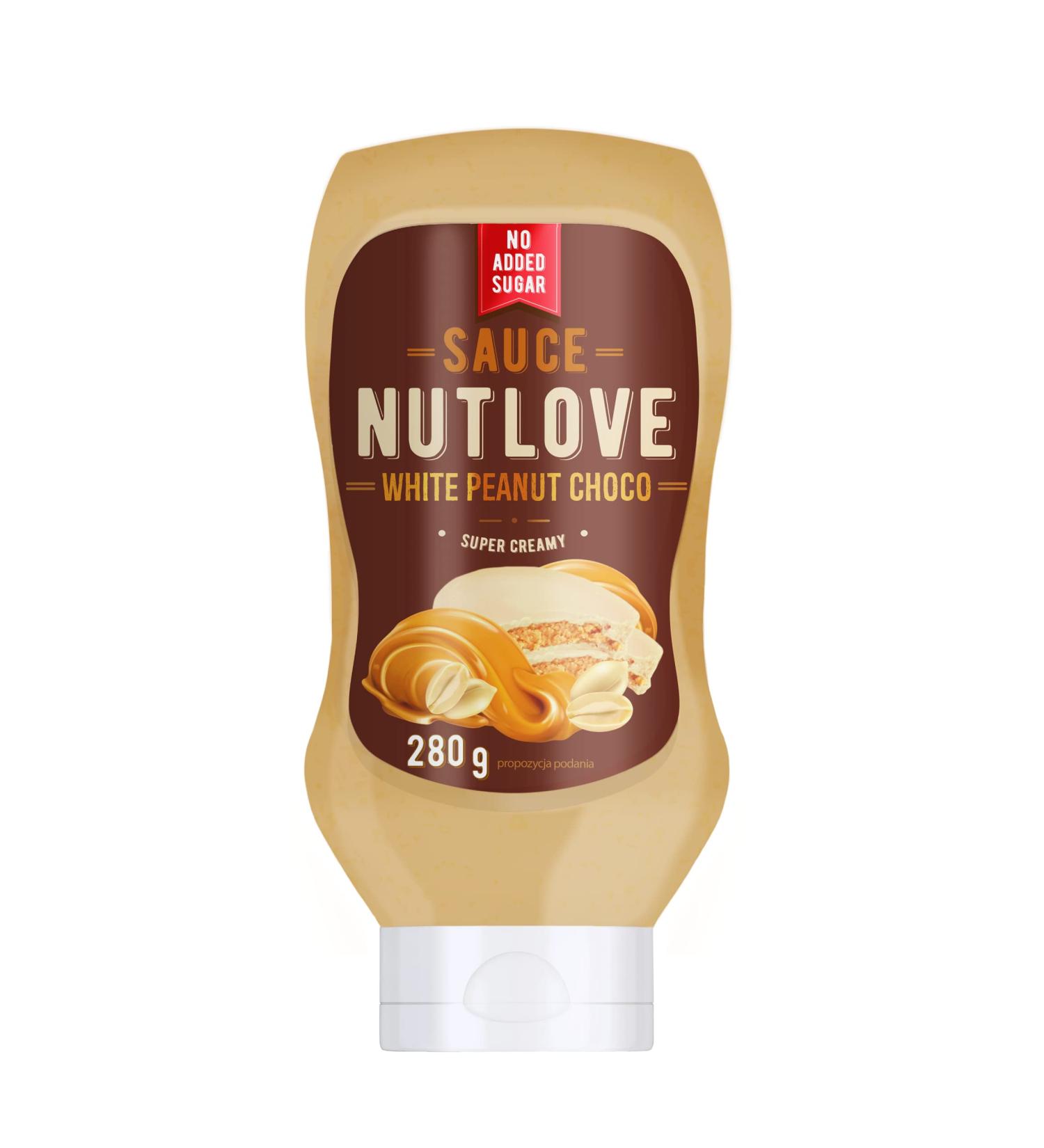 All-Nutrition Nutlove White Peanut Choco Sauce - Sugar-Free Dessert Syrup Fat-Free & Low-Calorie - 280g - Buy Online on GoSupps.com