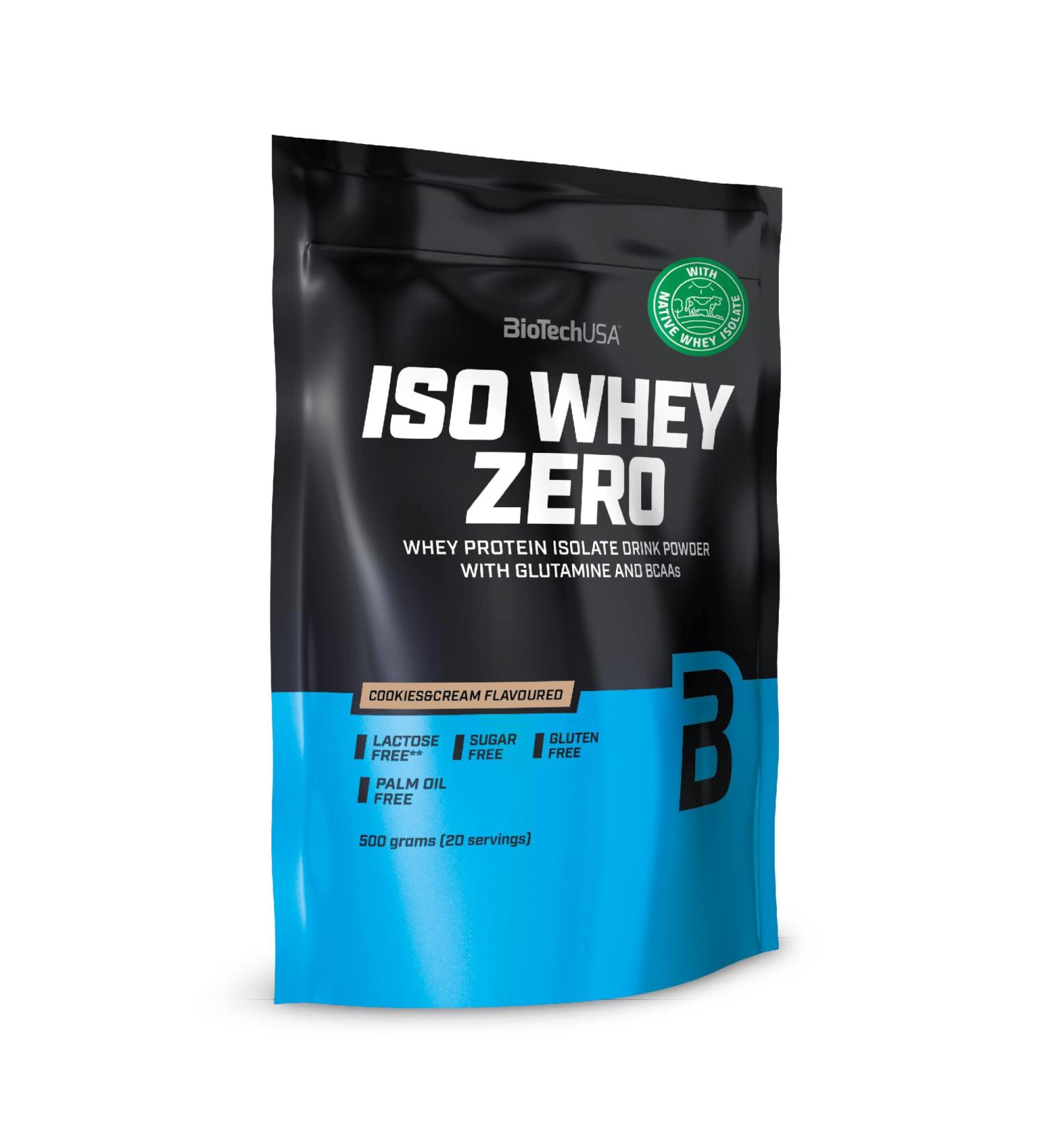 BioTech USA Iso Whey Zero - Cookies & Cream - 500g | Buy Premium Protein Powder Online - International Shipping - Buy Online on GoSupps.com