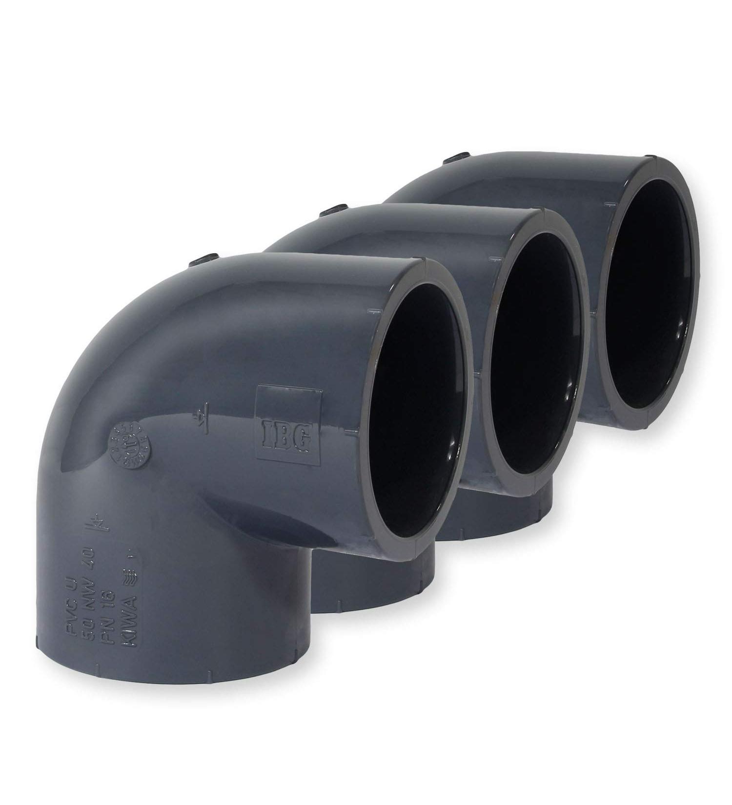 Paradies Pool GmbH PVC Fitting Angle 90 50mm - European Quality - 3 Pieces - International Shipping - Buy Online on GoSupps.com