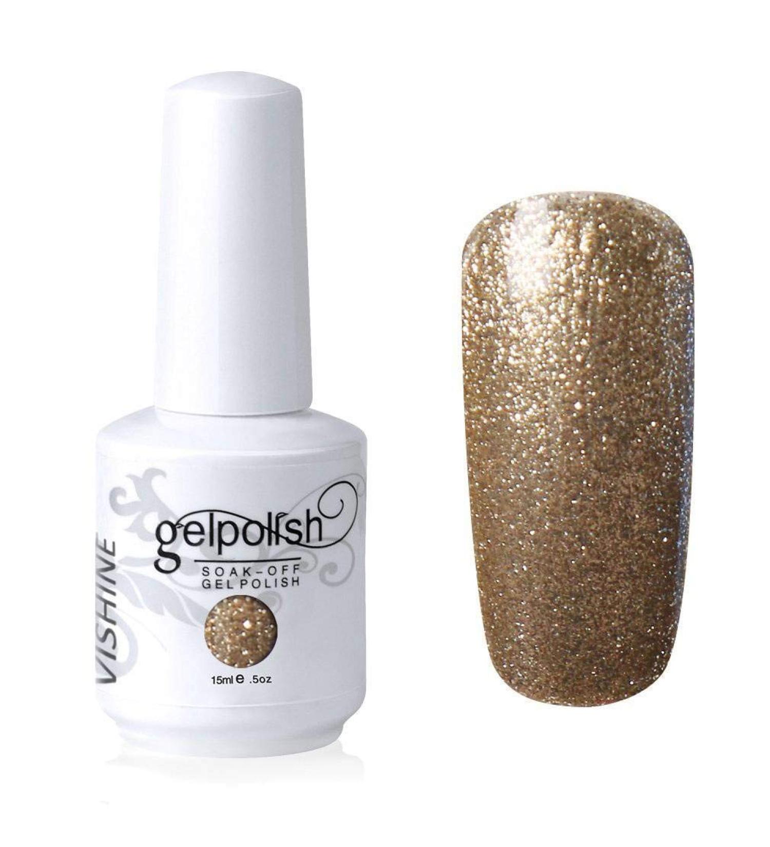Vishine Gel Polish Nail Art Soak-off UV LED Nail Gel Polish Diy Manicure Glitter Tan #619 - Buy Online on GoSupps.com