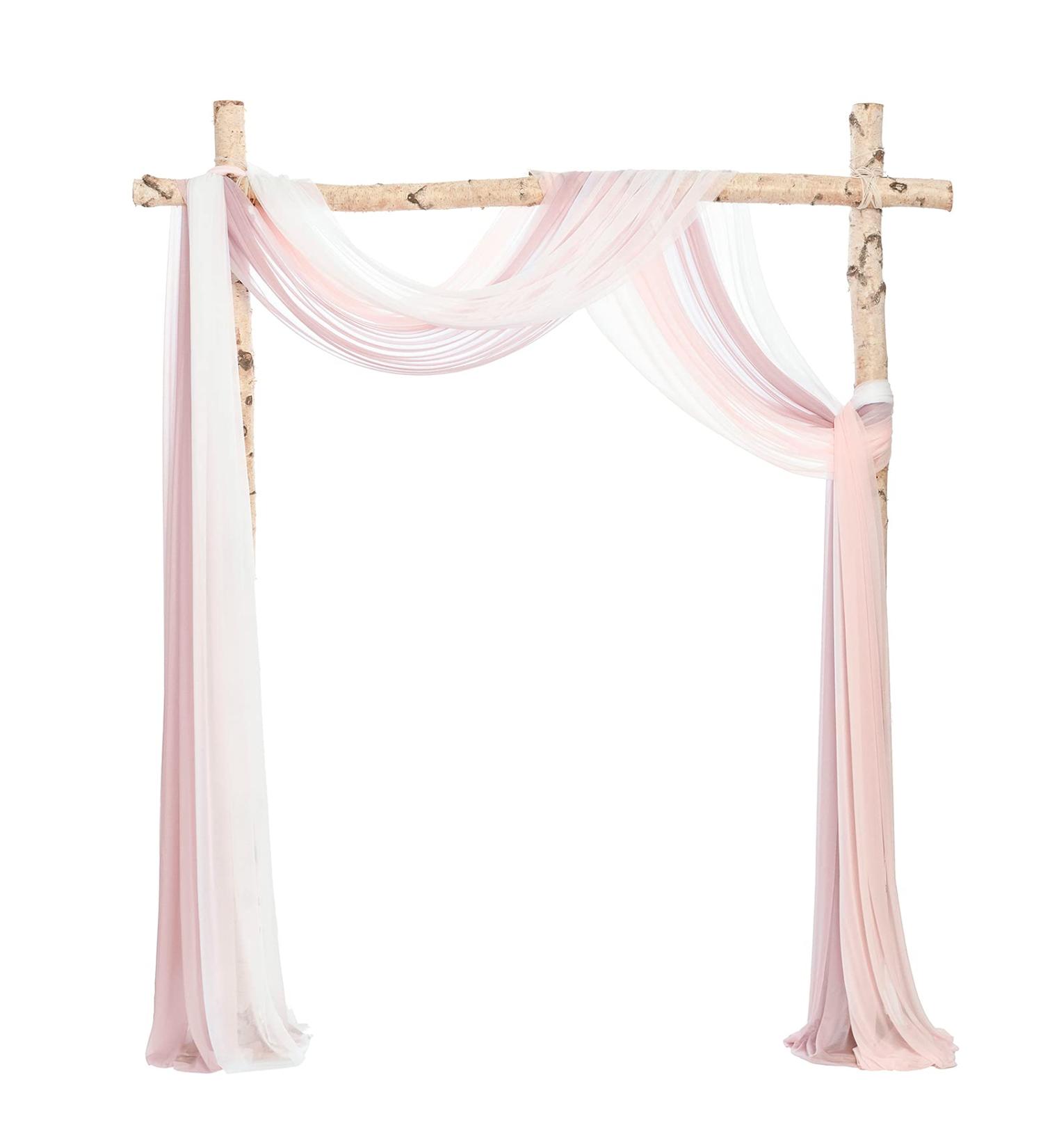 Ling's Moment 3 Panels 20Ft Wedding Arch Draping Fabric Backdrop Drapery - Dusty Rose, White, Blush | Gentle Blush Decor - Buy Online on GoSupps.com