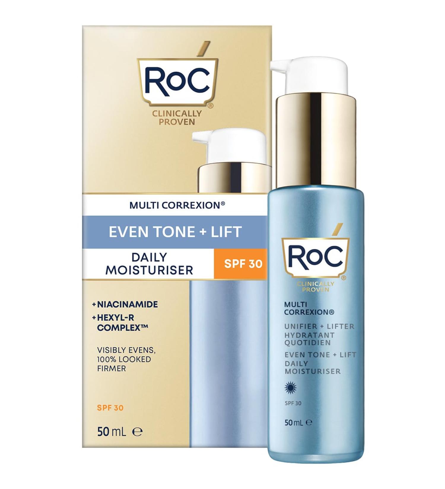 RoC Multi Correxion Even Tone + Lift Daily moisturiser SPF 30 Deep Hydration & Sun Protection Visible Tone-Evening & Firming Anti Aging - 50 ml - Buy Online on GoSupps.com
