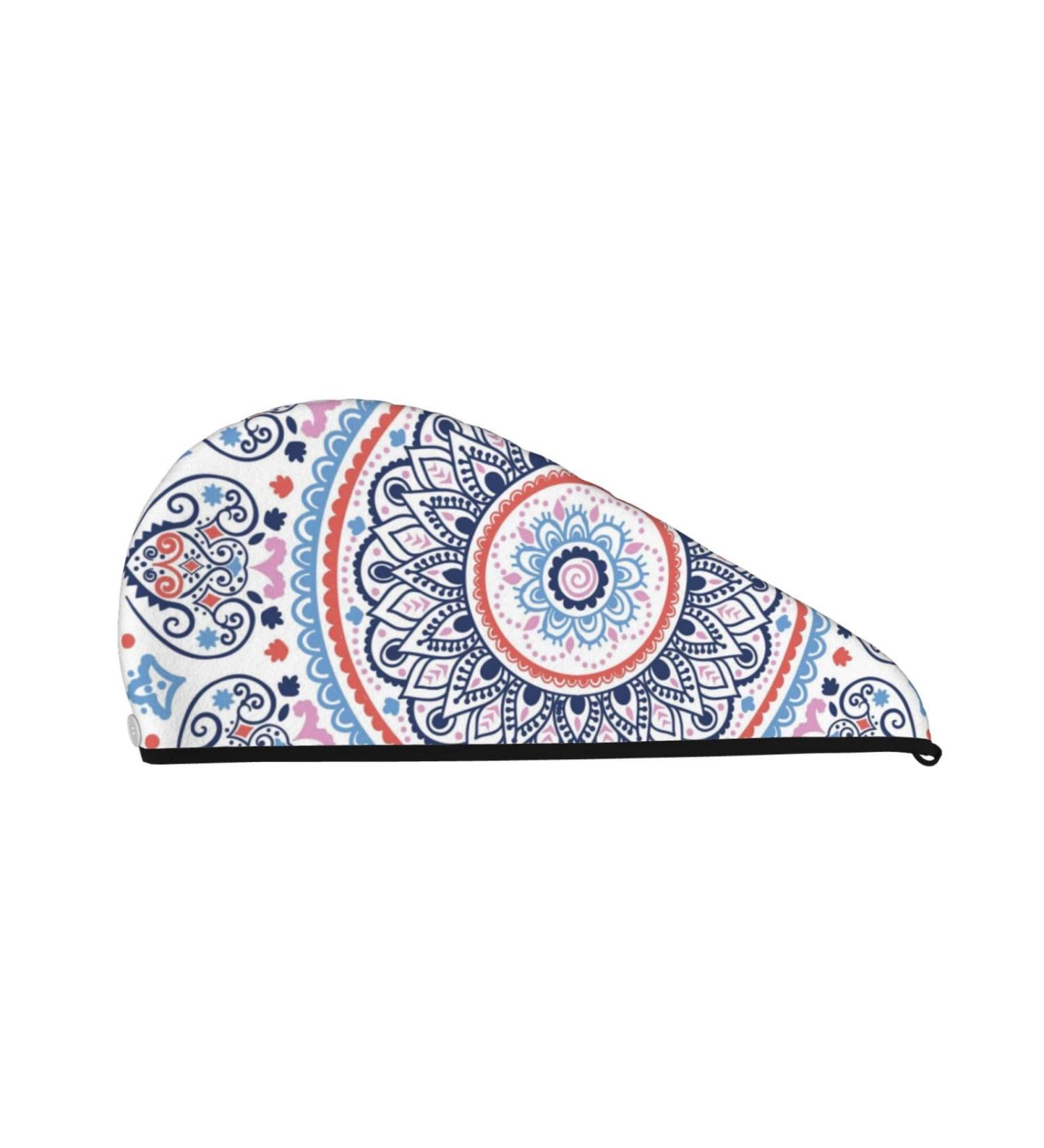 Mandala Microfiber Hair Towel Soft Super Absorbent Quick Dry Wrap for Long Curly & Thick Hair Coral Velvet Hair Cap for Women - Buy Online on GoSupps.com