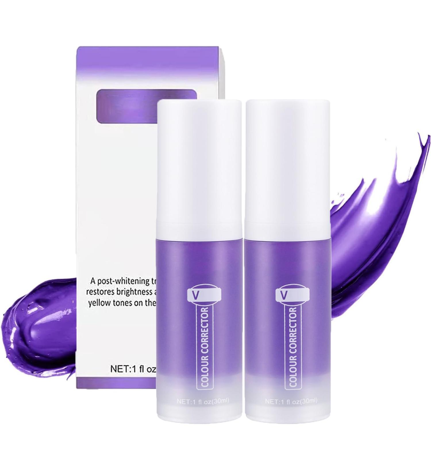 Shop 2 Pcs Colour Corrector Toothpaste - Teeth Whitening Booster & Stain Removal Purple Toothpaste for Yellowing Reduction (30ml - Buy Online on GoSupps.com