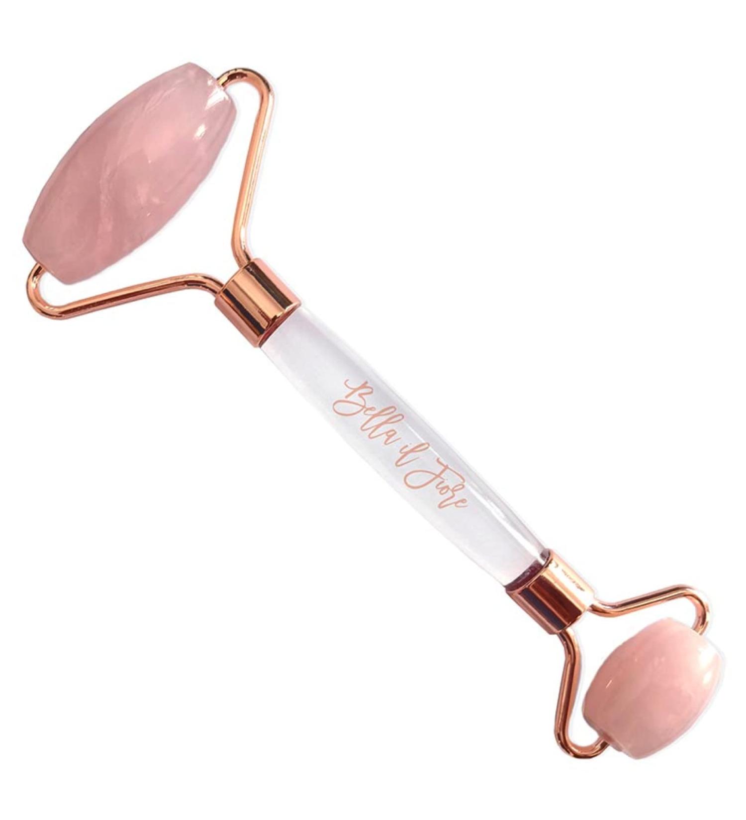 Buy Rose Quartz Double Ended Face Roller - Skin Firming & Toning Beauty Tool for Spa at Home | International Shipping Available - Buy Online on GoSupps.com