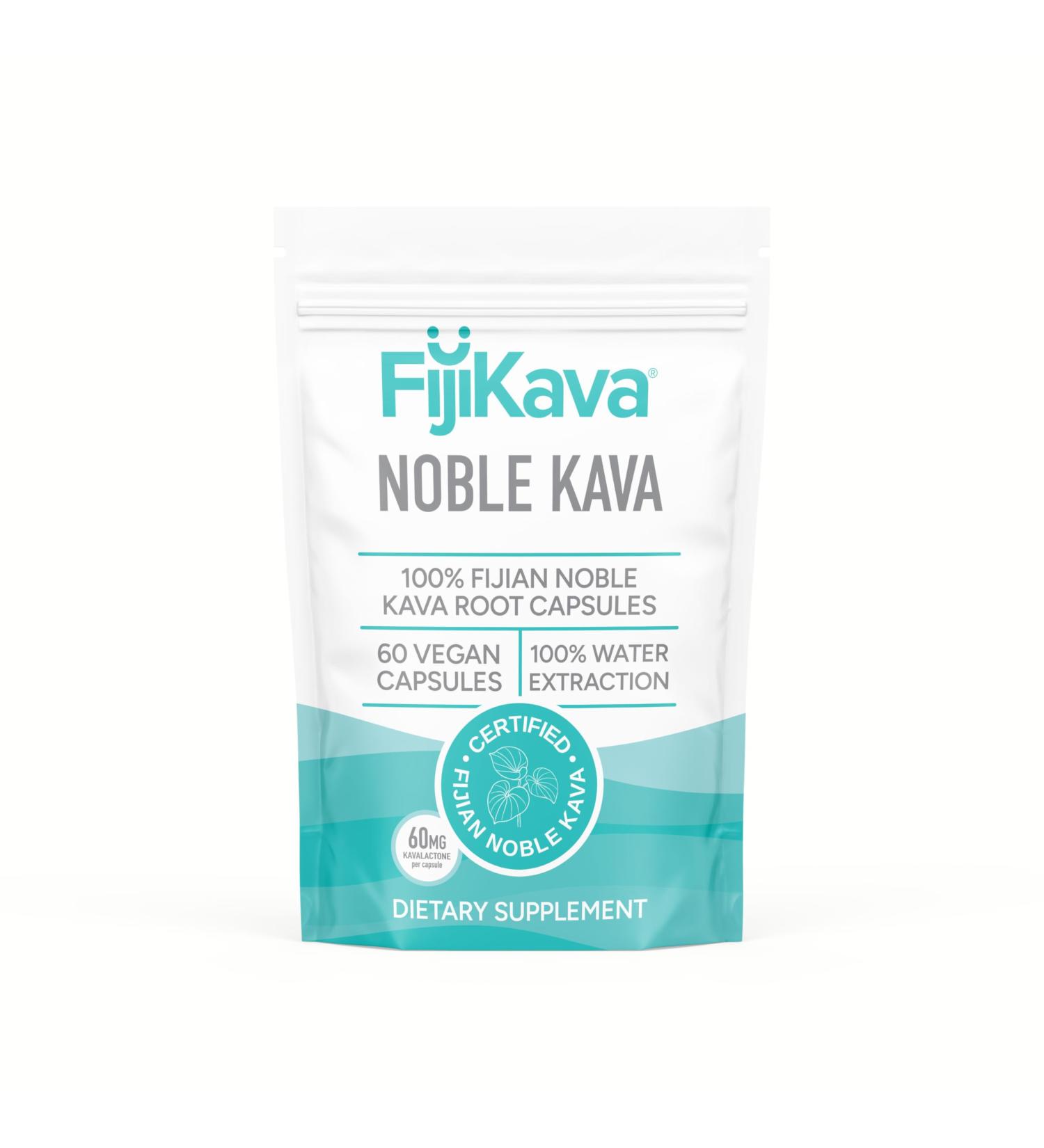 FijiKava Noble Kava Kava Capsules 600mg Kavalactones Per Serving Natural Relaxation & Sleep Support Supplement Vegan & Non-GMO 60-Count Premium Piper Methysticum Extract for Calm & Stress Relief Noble Kava Vegan 60 - Buy Online on GoSupps.com