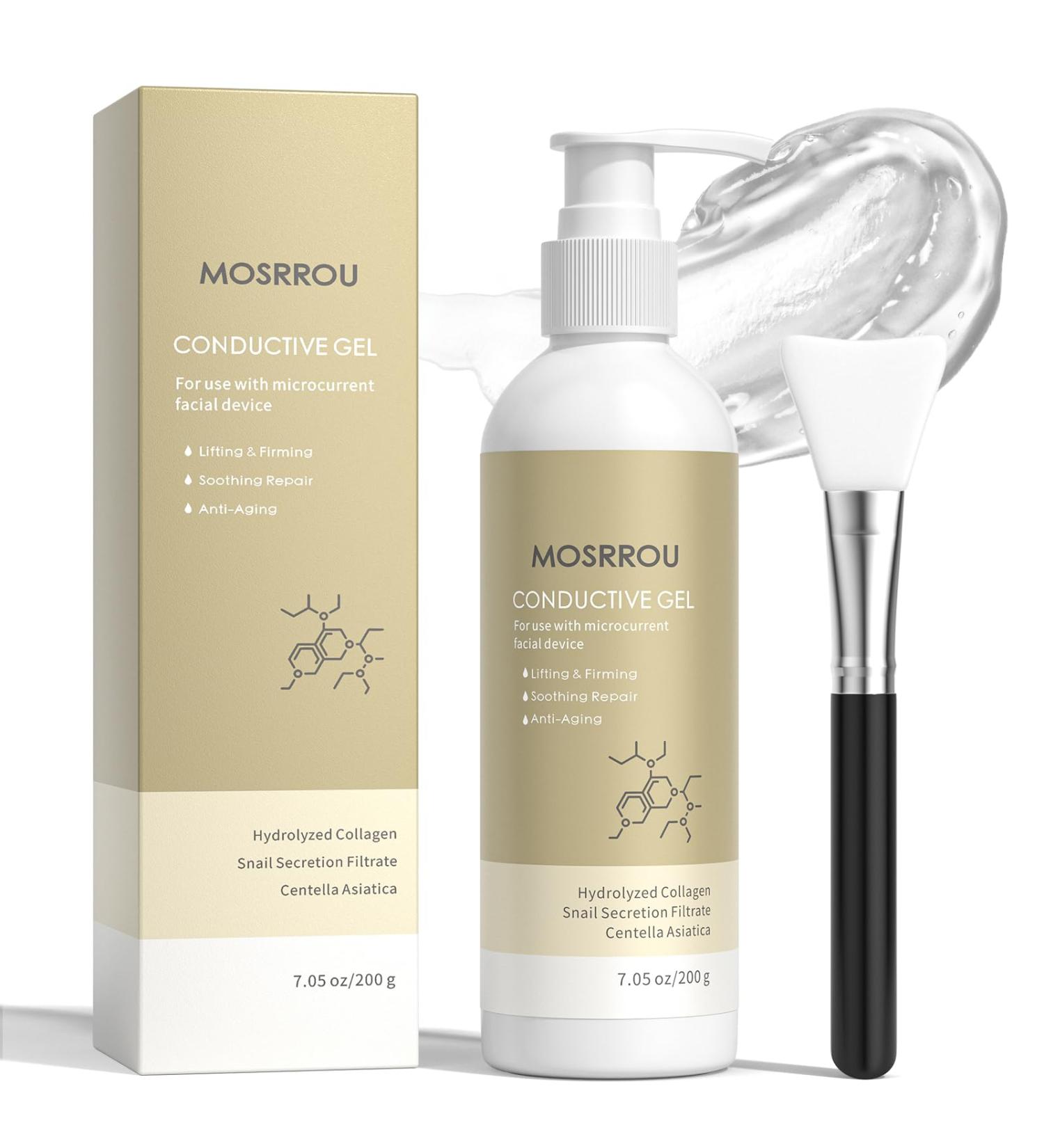 MOSRROU Microcurrent Conductive Gel Hydrating Collagen Leave-On Primer for Face Conductivity Gel with Hyaluronic Acid Snail Mucin Centella Asiatica Fragrance-Free Paraben-Free Work with Facial Device - Buy Online on GoSupps.com