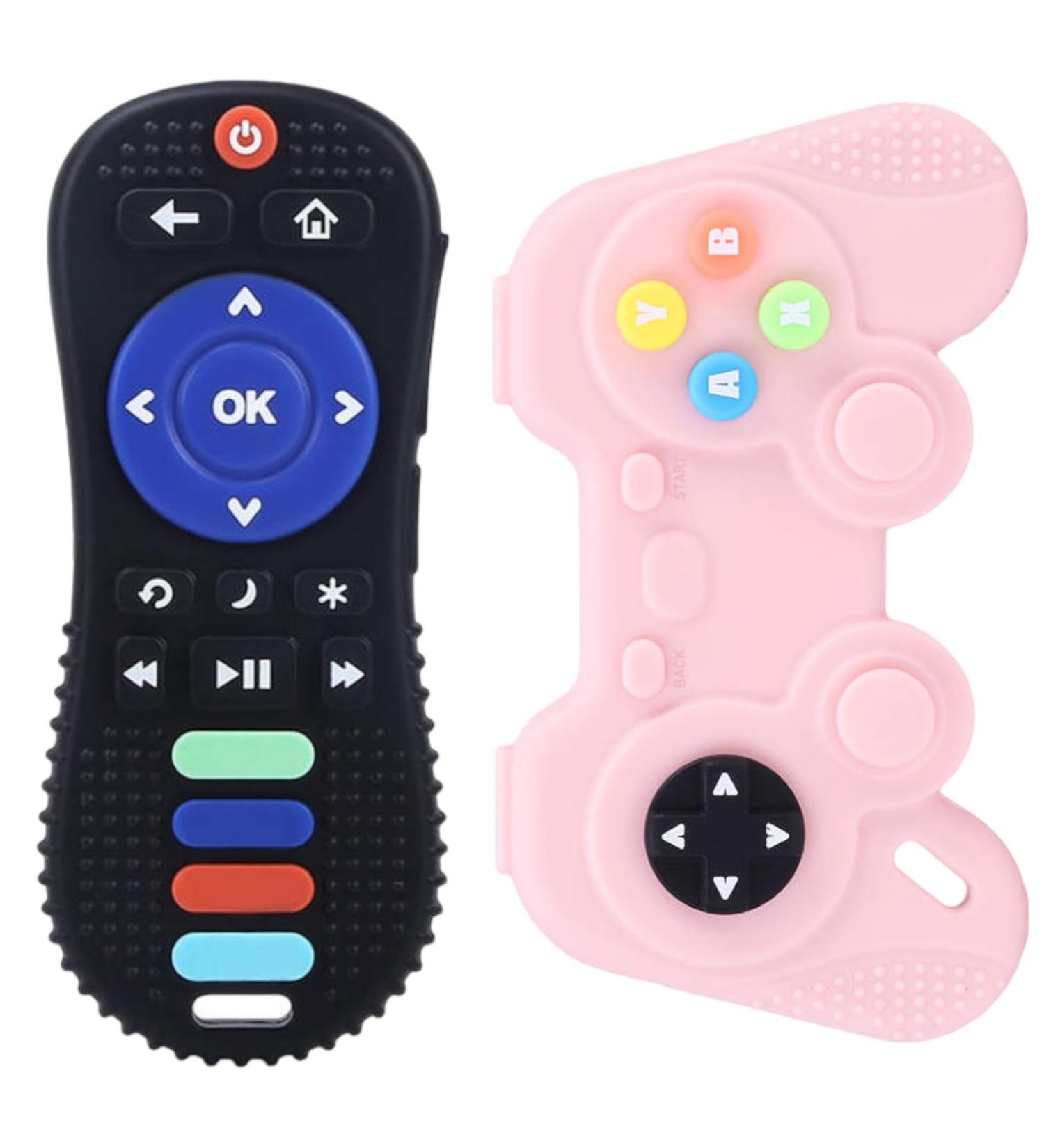 Gigi Kids Bite Rings for Babies - BPA-Free Silicone TV Remote & Gamepad - Safe Toys for 3 Months+ - Black & Pink Set - Buy Online on GoSupps.com