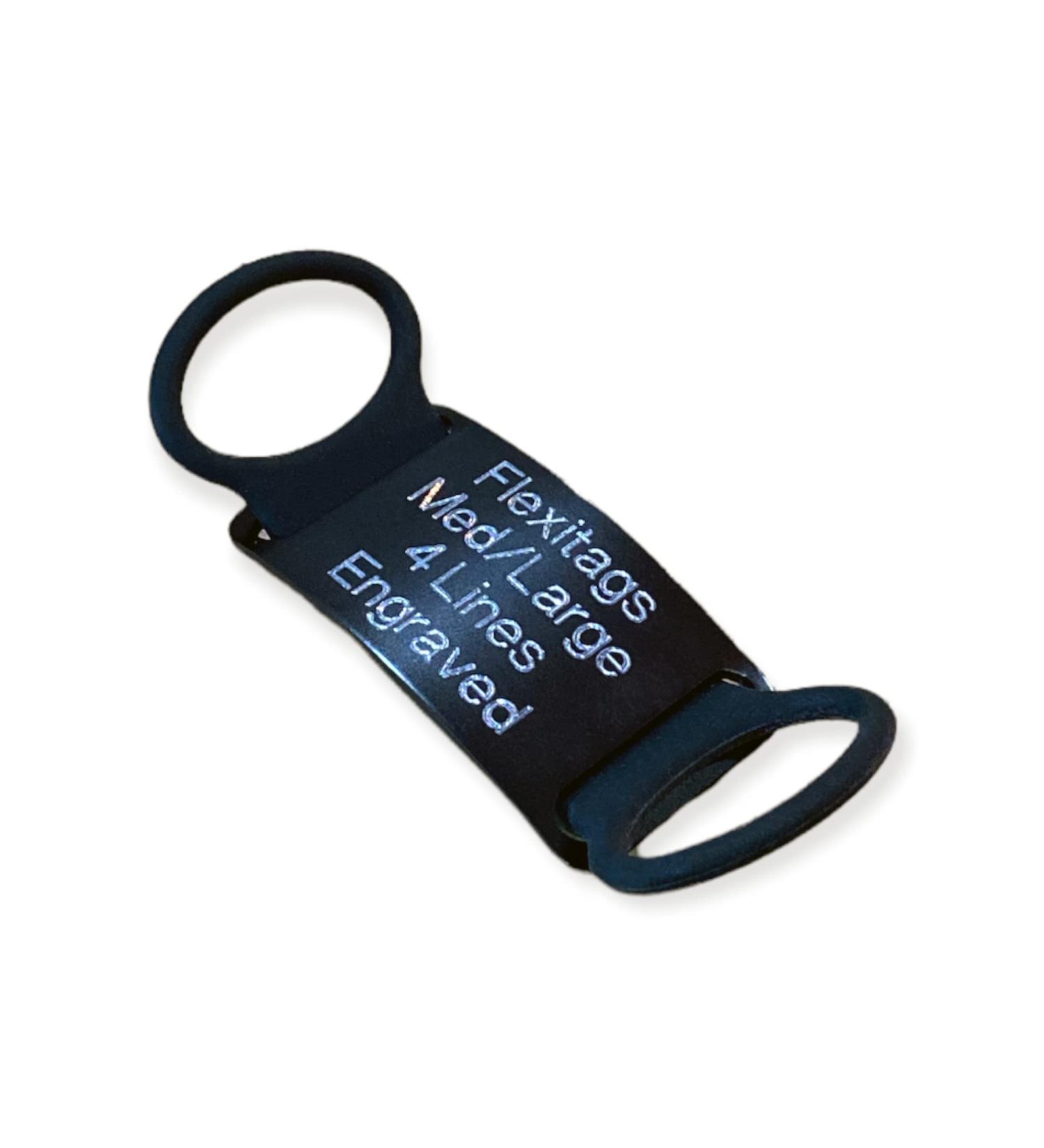 Flexitags Personalised Silent Slide on Dangle-Free Dog ID Tag Deep Diamond Tip Engraved for Durability Ideal for Active Dogs 150+ Colour Combinations Large Black - Buy Online on GoSupps.com