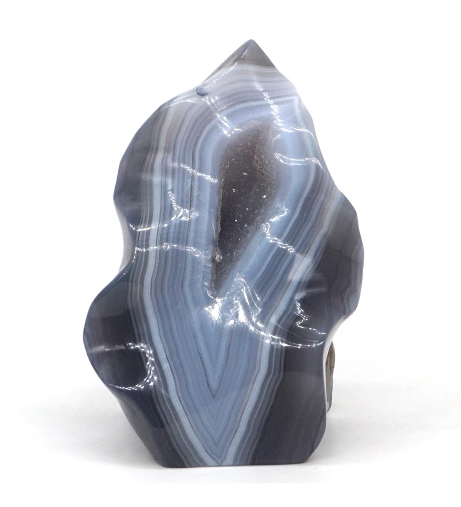 YEJIANGHUA 280g Natural Gemstone Gray Agate Geode Palm Stone Crystal Materials Specimen Rock Reiki Healing Stone Craft Home Decoration Gift - Buy Online on GoSupps.com