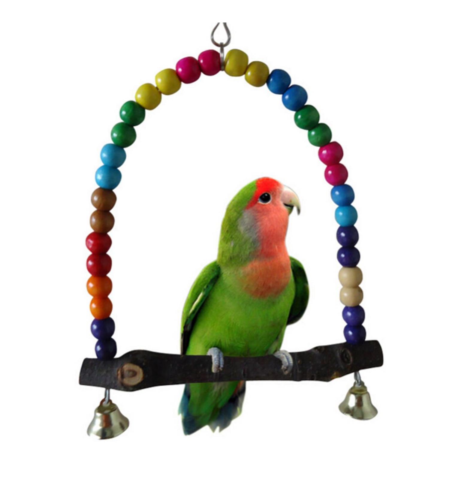 Wooden Bird Swing Toy 5.5''x 5.6'' Multi-color for Parakeets & Cockatiels - Buy Online on GoSupps.com
