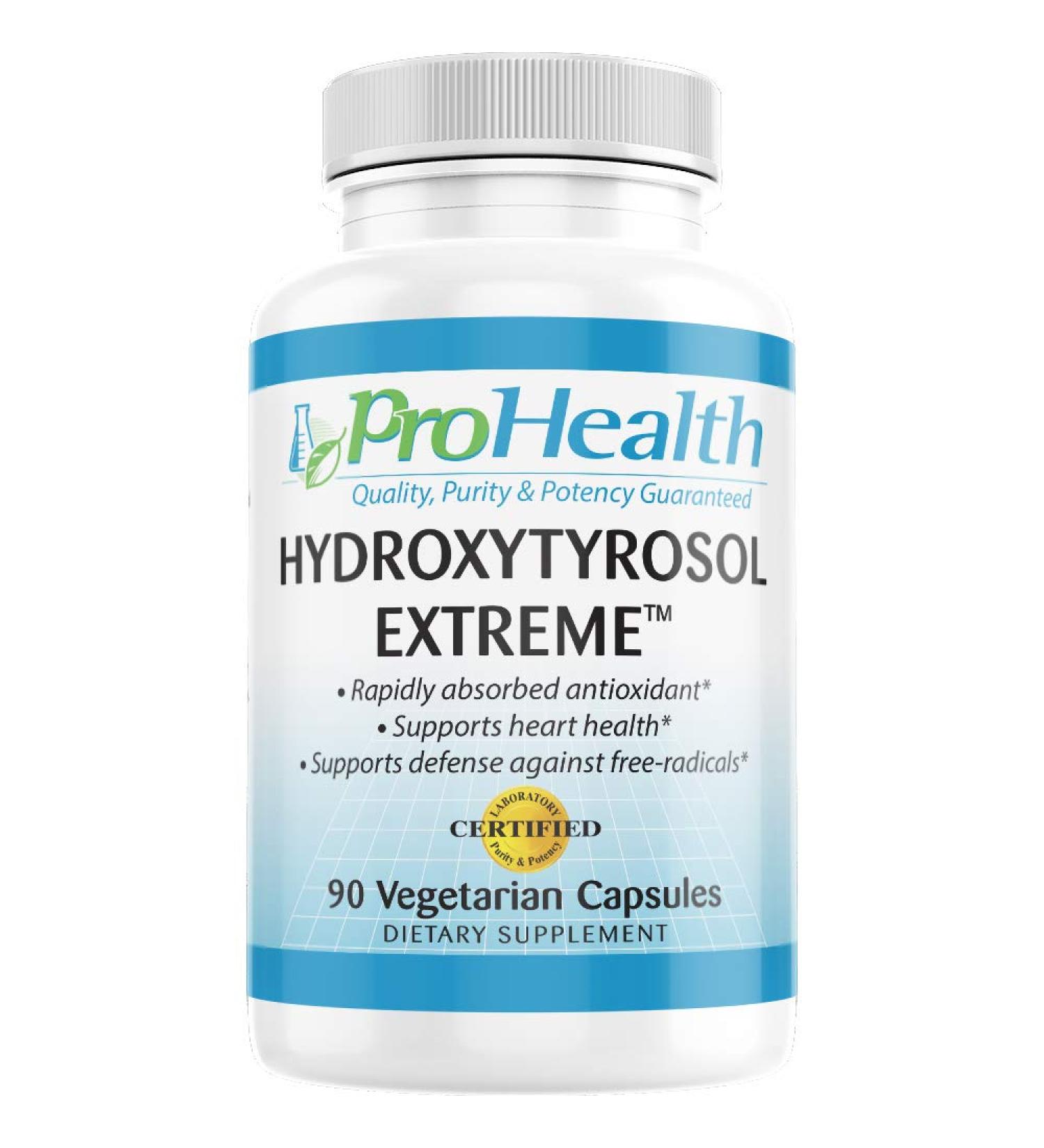 Hydroxytyrosol Extreme with Olea25 by ProHealth - 90 Vegetarian Capsules | Organic Olive Leaf Extract - 90 Count - Buy Online on GoSupps.com