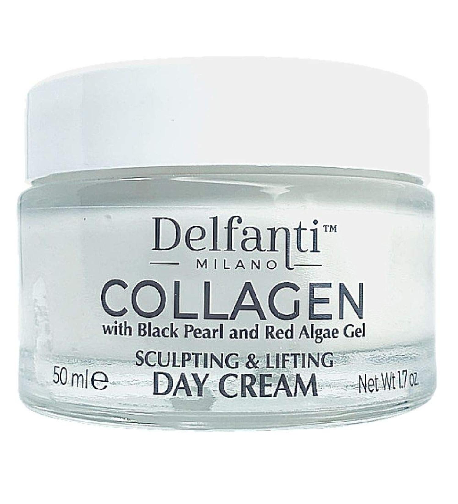 Delfanti-Milano Collagen Sculpting & Lifting Day Face Cream with Black Pearl & Red Algae Gel - Made in Italy - Buy Online on GoSupps.com